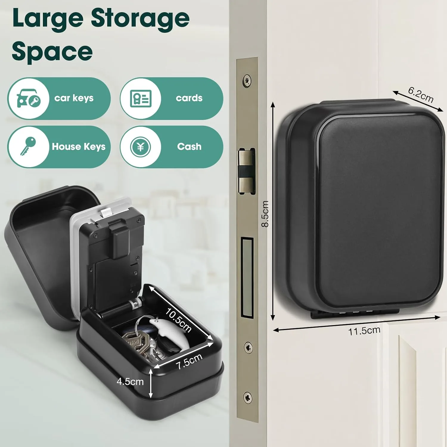 Smart Key Lock Box Electronic Bluetooth Lock Box with APP Control & PIN Code Types,Share eKey Wall Mounted Lock Box for Airbnb Realtor House Office