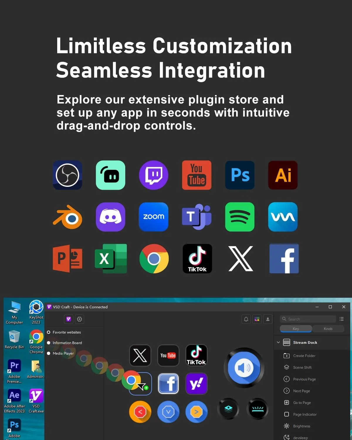 TreasLin VSDinside Streaming Controller Deck Visual Shortcut Keyboard with 12 Customizable Macro Keys to Trigger Actions in OBS Twitch YouTube for Content Creators Streaming Gaming Compatible with PC & Mac N3 White