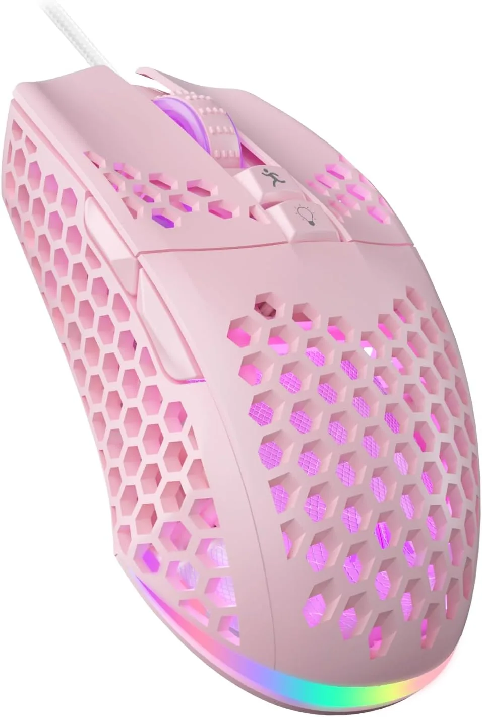 Mouse Gamer Solakaka SM900 Cableado 12800 DPI 7 Botones Programables Rosa