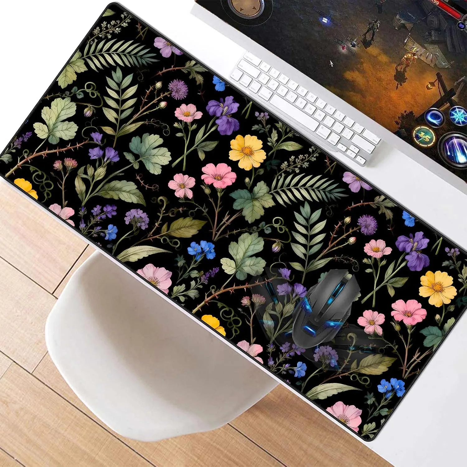 Large Computer Gaming Mouse Pad,XXL Gaming Desk Mat with Non-Slip Rubber Base, Stitched Edges | Keyboard and Mouse Pad for Office | Portable Desk Pad