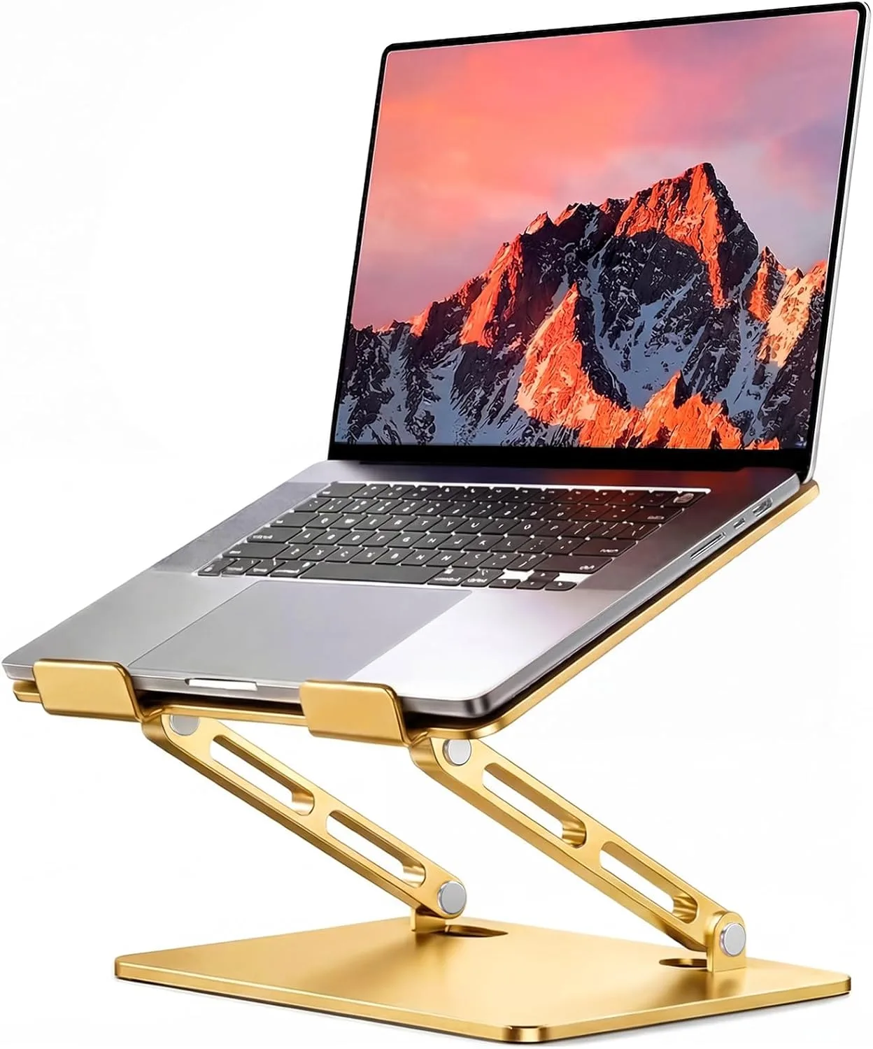 LOXP Aluminum Laptop Stand, Adjustable Laptop Stand for Desk Portable -Gold
