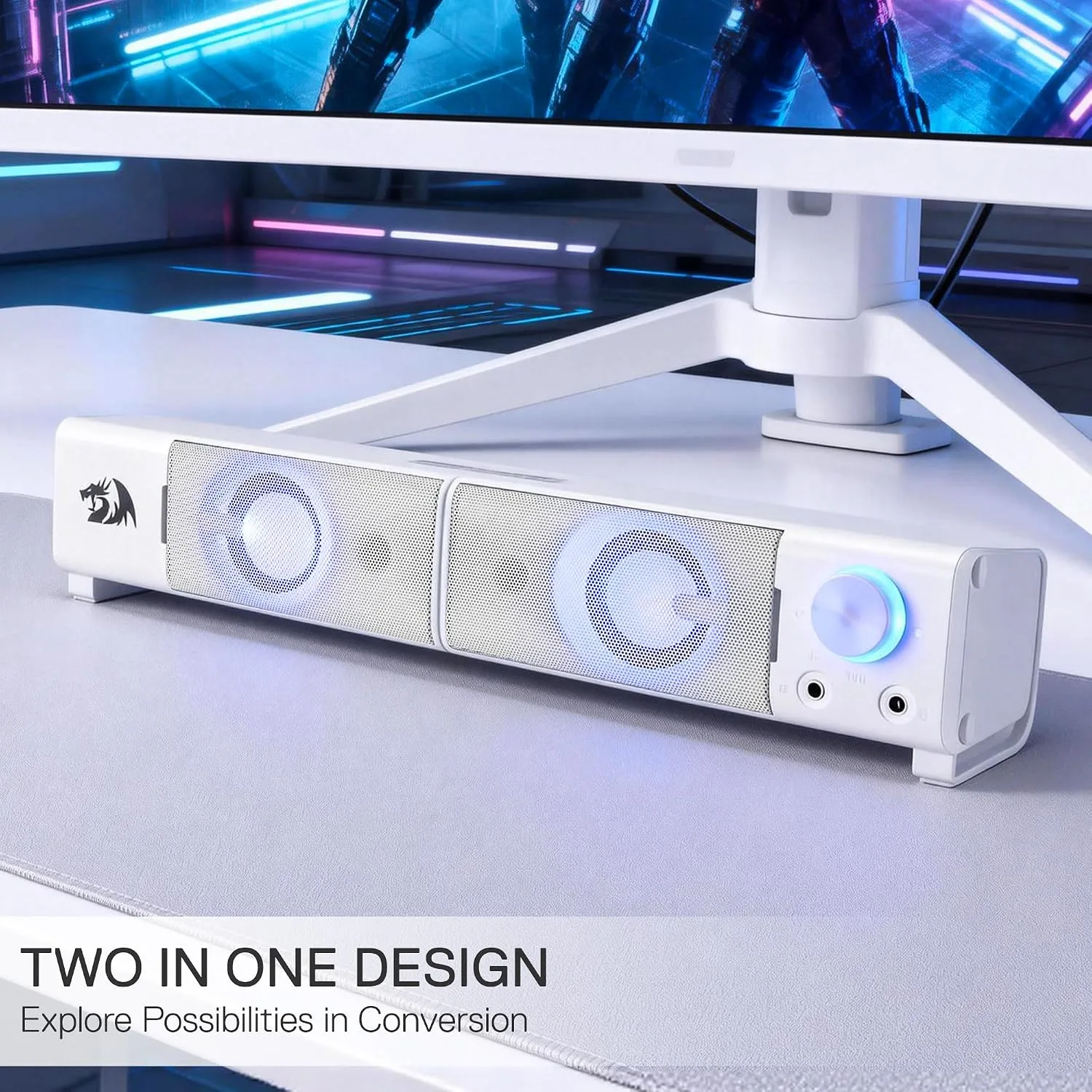 Redragon GS550 PC Gaming Speakers 2.0 Channel Stereo Enhanced Sound, White