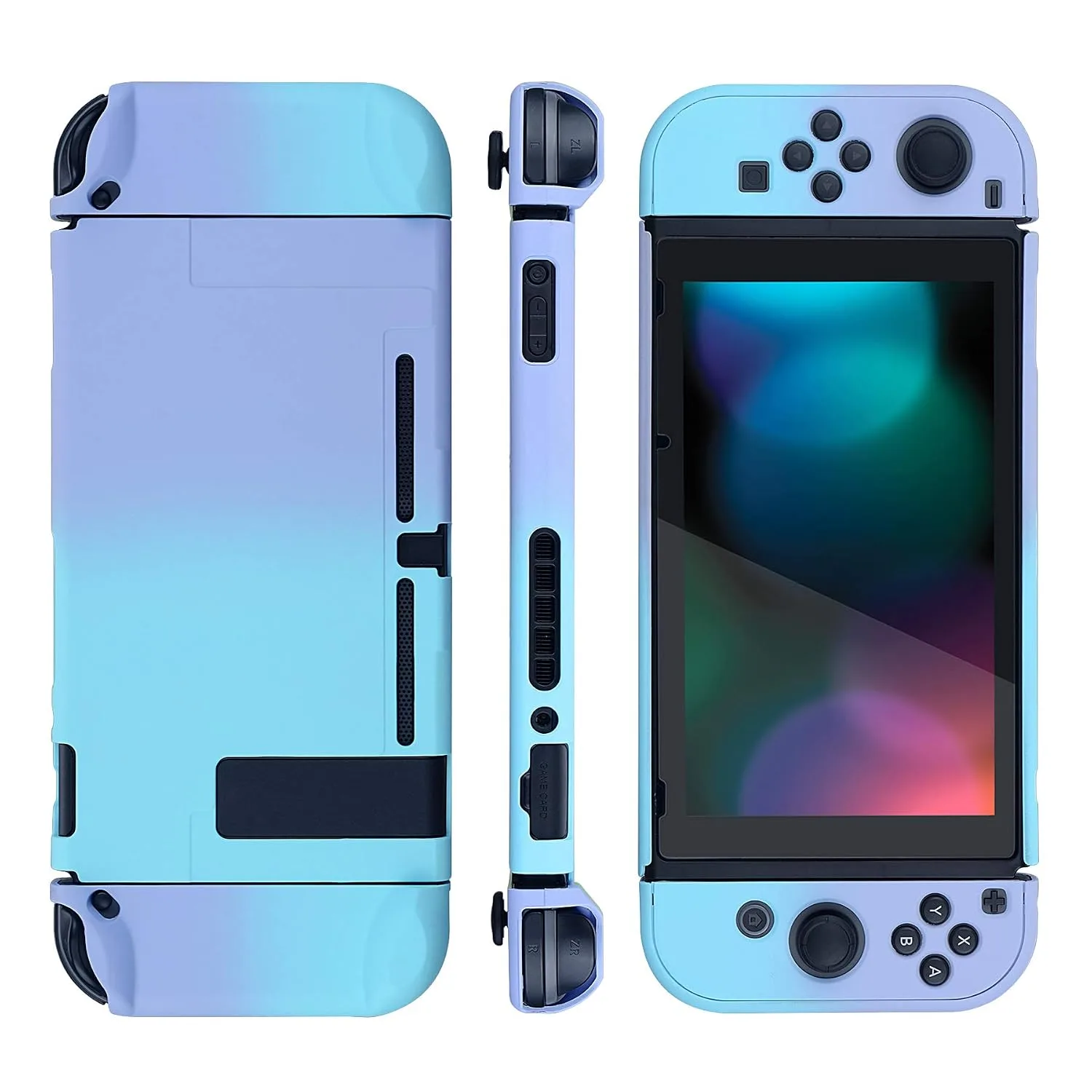 eXtremeRate PlayVital Cover for Nintendo Switch, Protective Case Protector for Switch - Shock-absorbent Anti-Scratch Dockable Durable Hard Shell, Gradient Violet Blue (NOT for Switch 2)