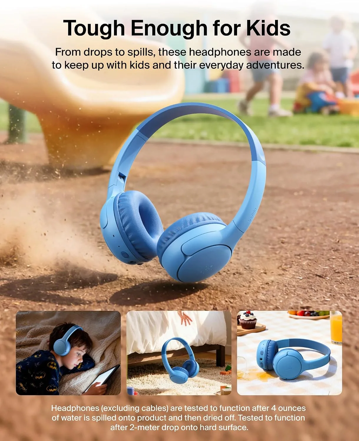 Belkin SoundForm Mini 2 Kids Headphones, Wireless & Wired, 55H Playtime