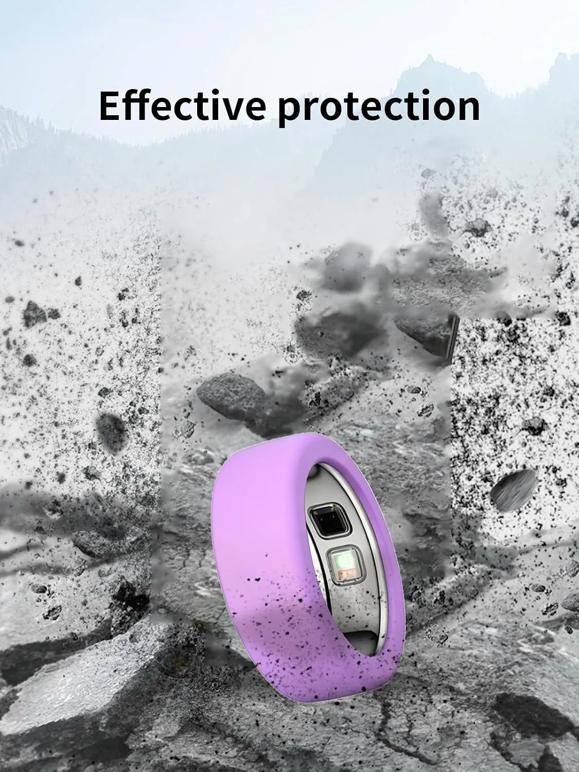 for OURA Ring5 Silicone Ring Protector Case.(Size:6~9)-Black+Purple