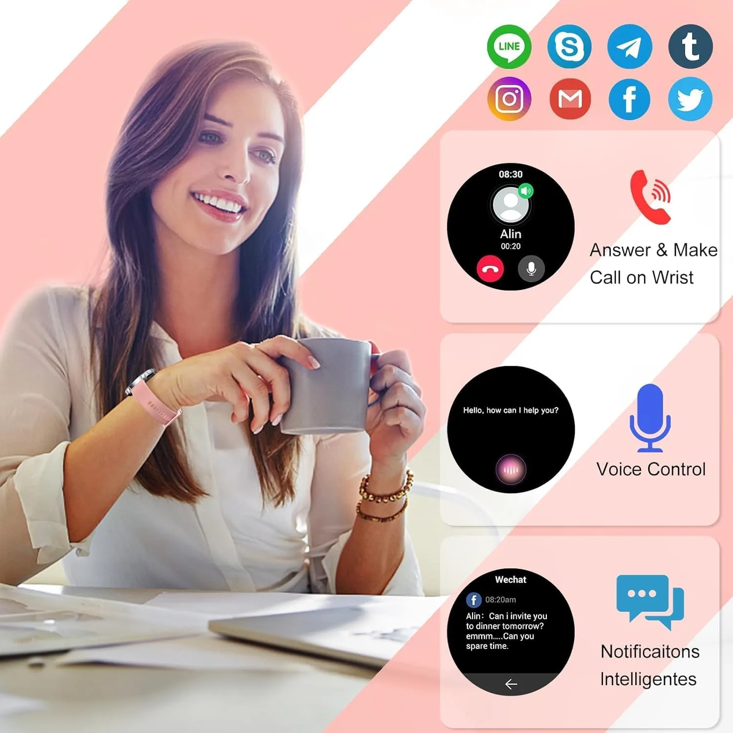 Smart Watch (Answer/Make Call), 1.43" HD AMOLED Smartwatch for Men Women