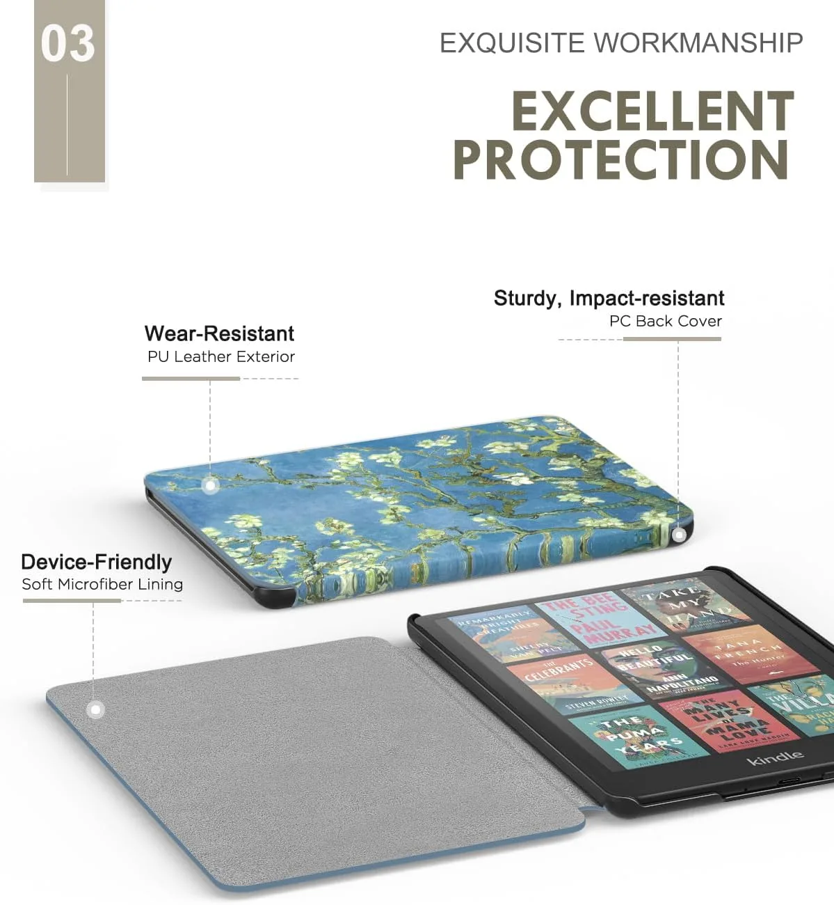 Moko Case for 7" Kindle Paperwhite 12th Gen 2024/Colorsoft, Apricot Blossom