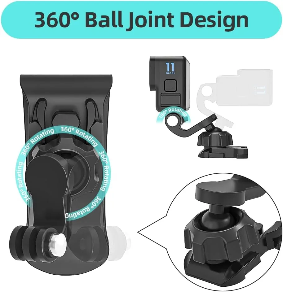 Car Sun Visor Mount, Quick Clip Sun Visor Mount with Universal Ball J Hook Compatible with GoPro Hero 13 12 11 10 9 8 7 6 5 Black,DJI Osmo Action 6/5 pro/4/3,AKASO and More