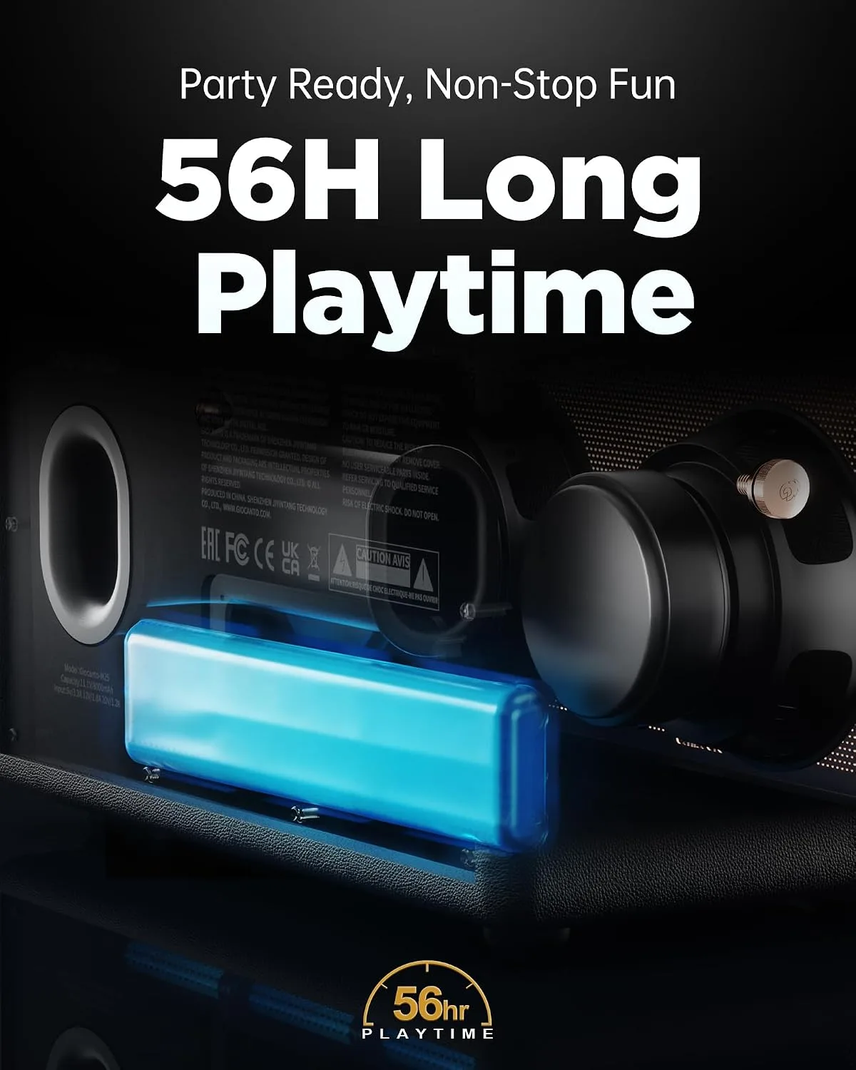 Portable Bluetooth Speaker, 150W Peak Power Home Speaker with 56H Playtime