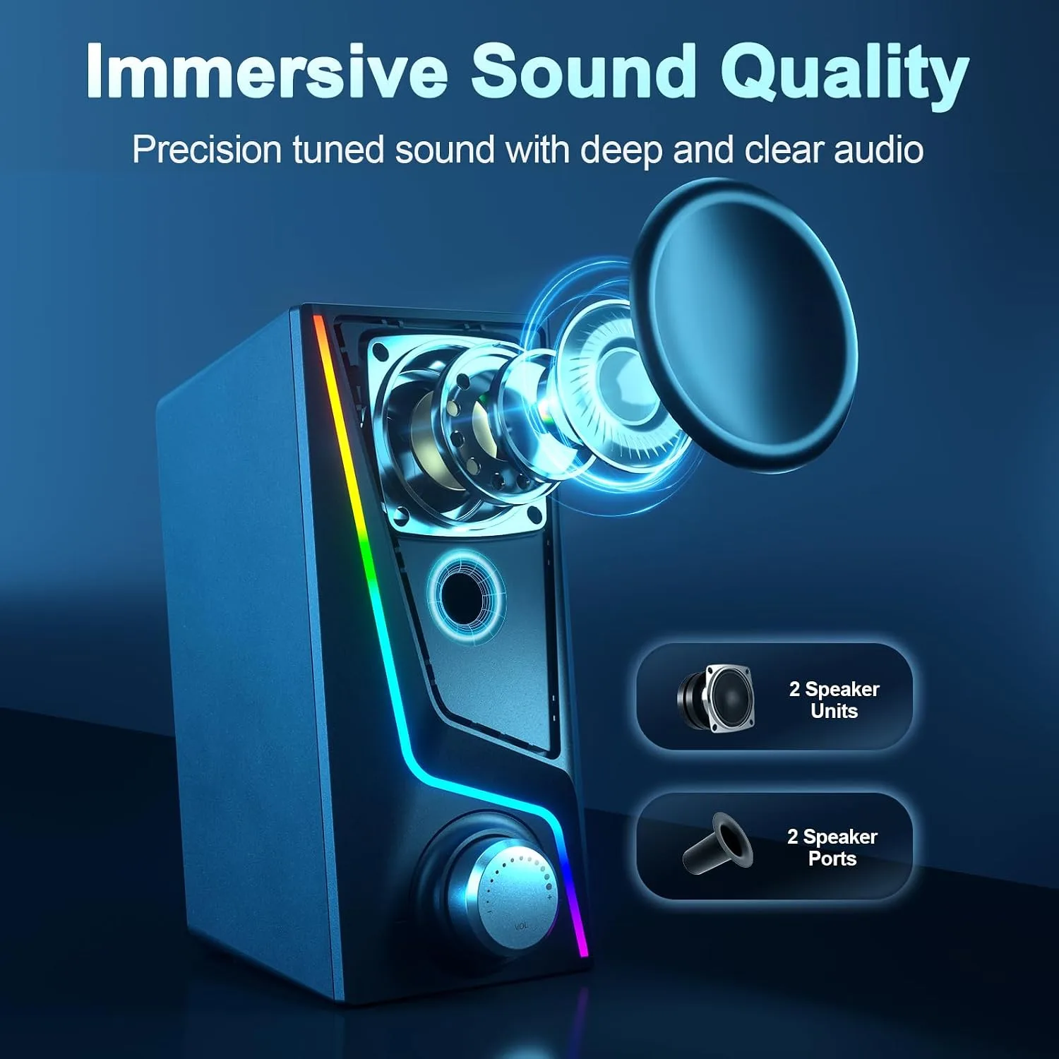Nylavee Computer Speakers with Subwoofer, 2.1 PC Speakers, Bluetooth 5.4