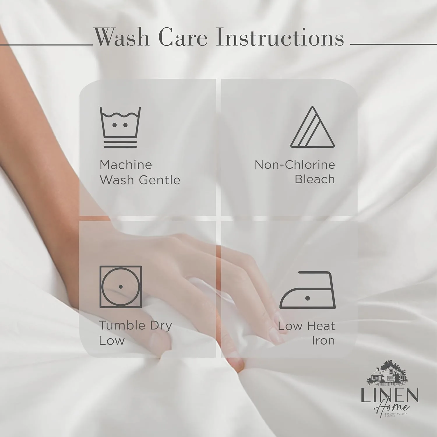 Linen Home 100% Cotton Percale King Sheets, 4 Pc Cooling Set - Silver