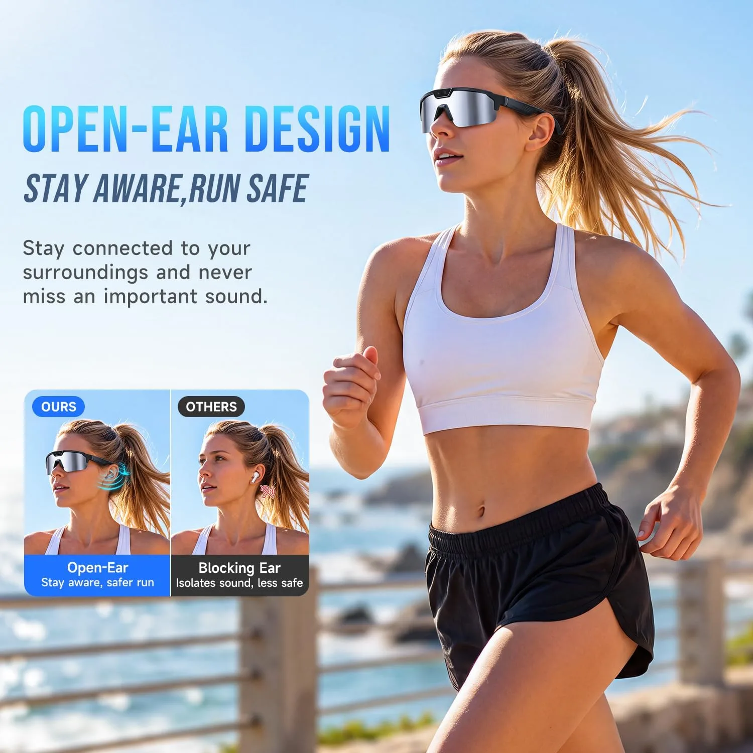 AI Smart Glasses with 35MP 1200P Camera EIS Video Recorder for Cycling