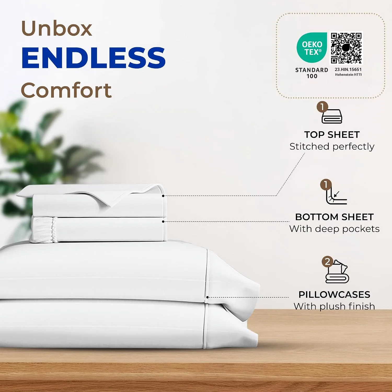 THREAD SPREAD Egyptian Cotton Sheets King Size - Luxury 600 Series King Size Sheets Set (4 PC, White), 16" Deep Pocket All Around Elastic, Soft, Cooling, Sateen Weave, Durable Hotel Bed Sheet Sets
