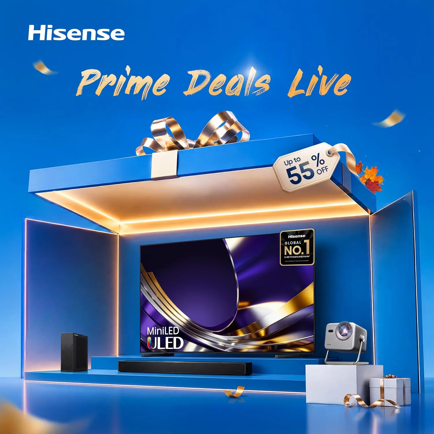 Hisense 65" U7 Mini-LED ULED 4K UHD Best Premium Gaming HDR Smart Fire TV (65U7SF, 2026 New) - Hi-QLED, Native 165Hz, VRR 330, Dolby Vision IQ · Atmos, IMAX Enhanced, Anti-Reflection, 2.1.2 Ch, Alexa+