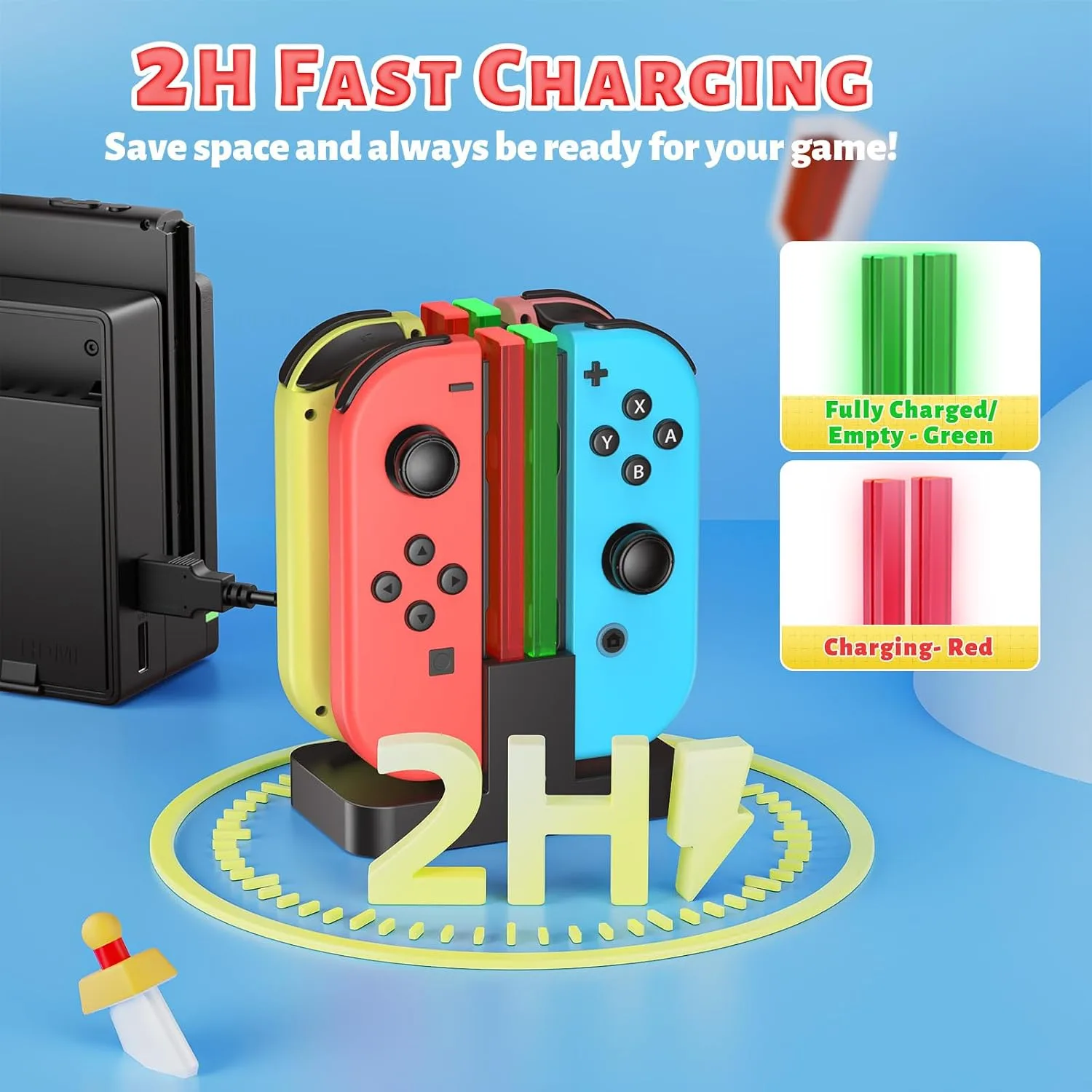FASTSNAIL Switch Controller Charging Dock for Nintendo Switch for JoyCons