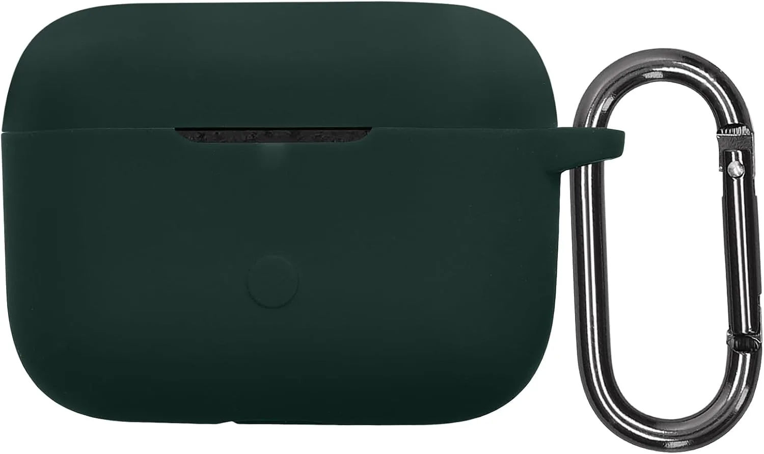 kwmobile Cover for Marshall Motif II ANC Case - Silicone Cover for Earbuds Charging Case - Protective Headphone Holder with Carabiner Clip - Dark Green