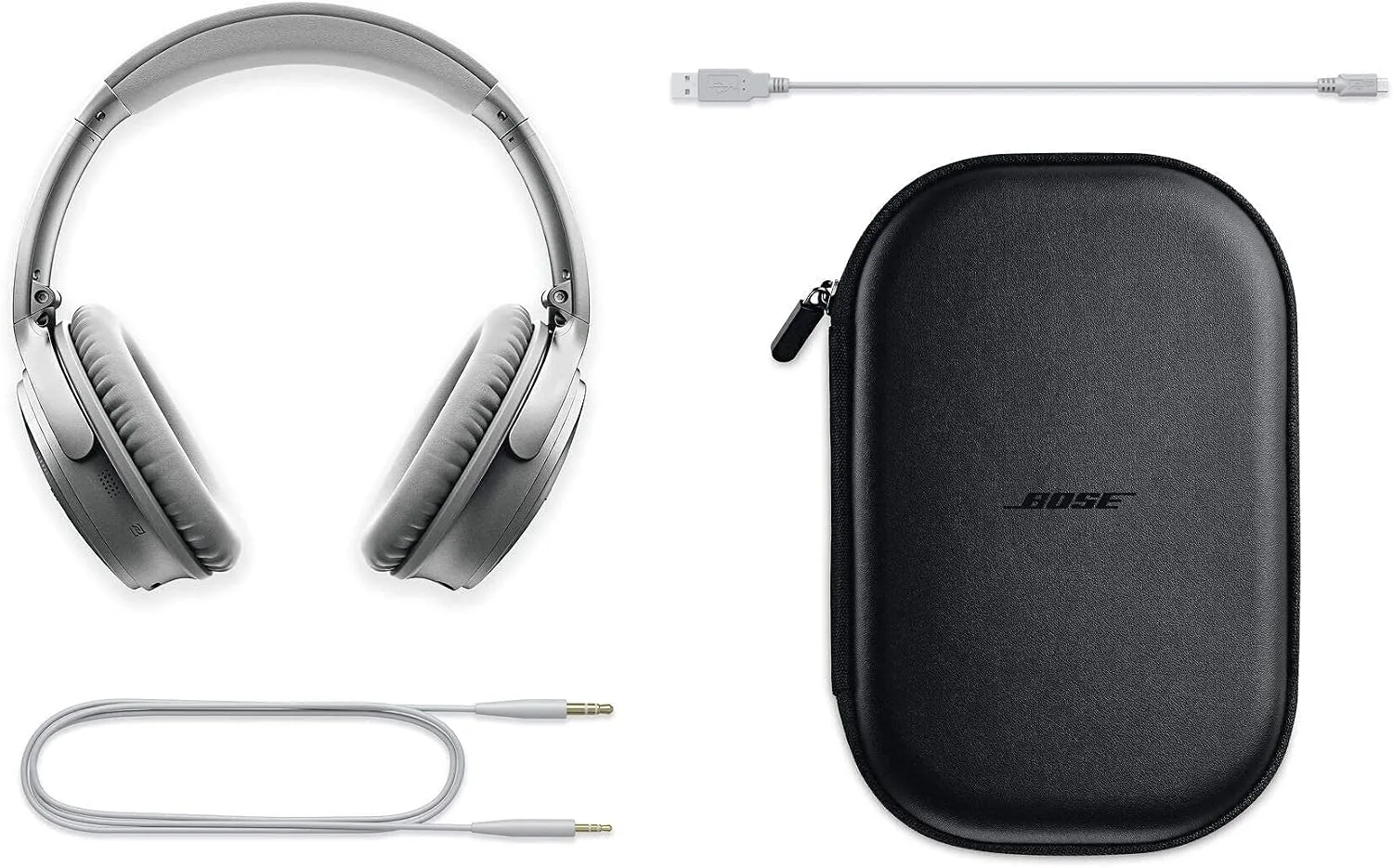 Bose QuietComfort 35 (Series II) Wireless Headphones, Noise Cancelling - Silver (Renewed)