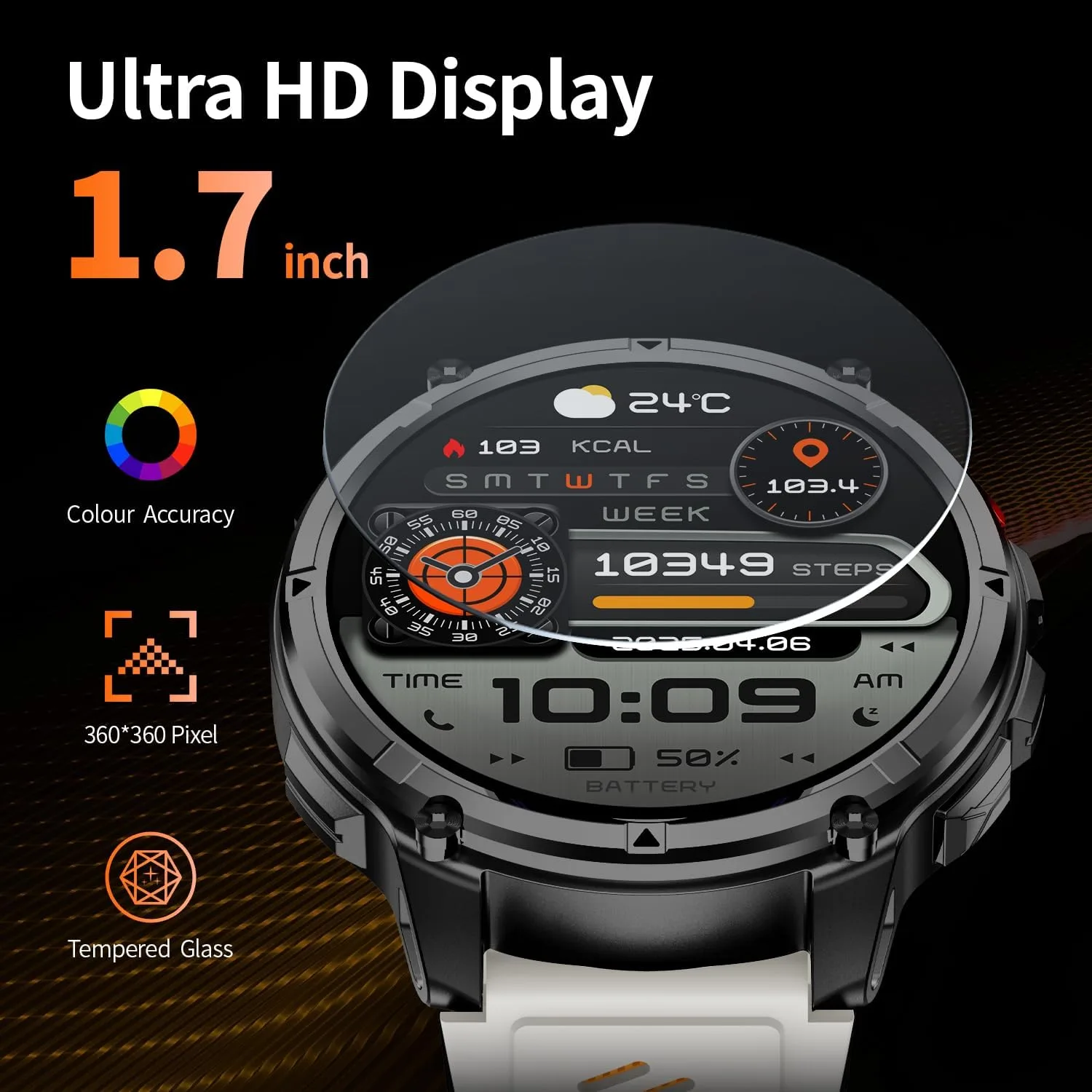 Military Smartwatch for Men with Compass & Flashlight, Bluetooth Calling Rugged Outdoor Smart Watch, Fitness Tracker with Heart Rate Sleep Monitor, Waterproof Tactical Smartwatch for Android iPhone