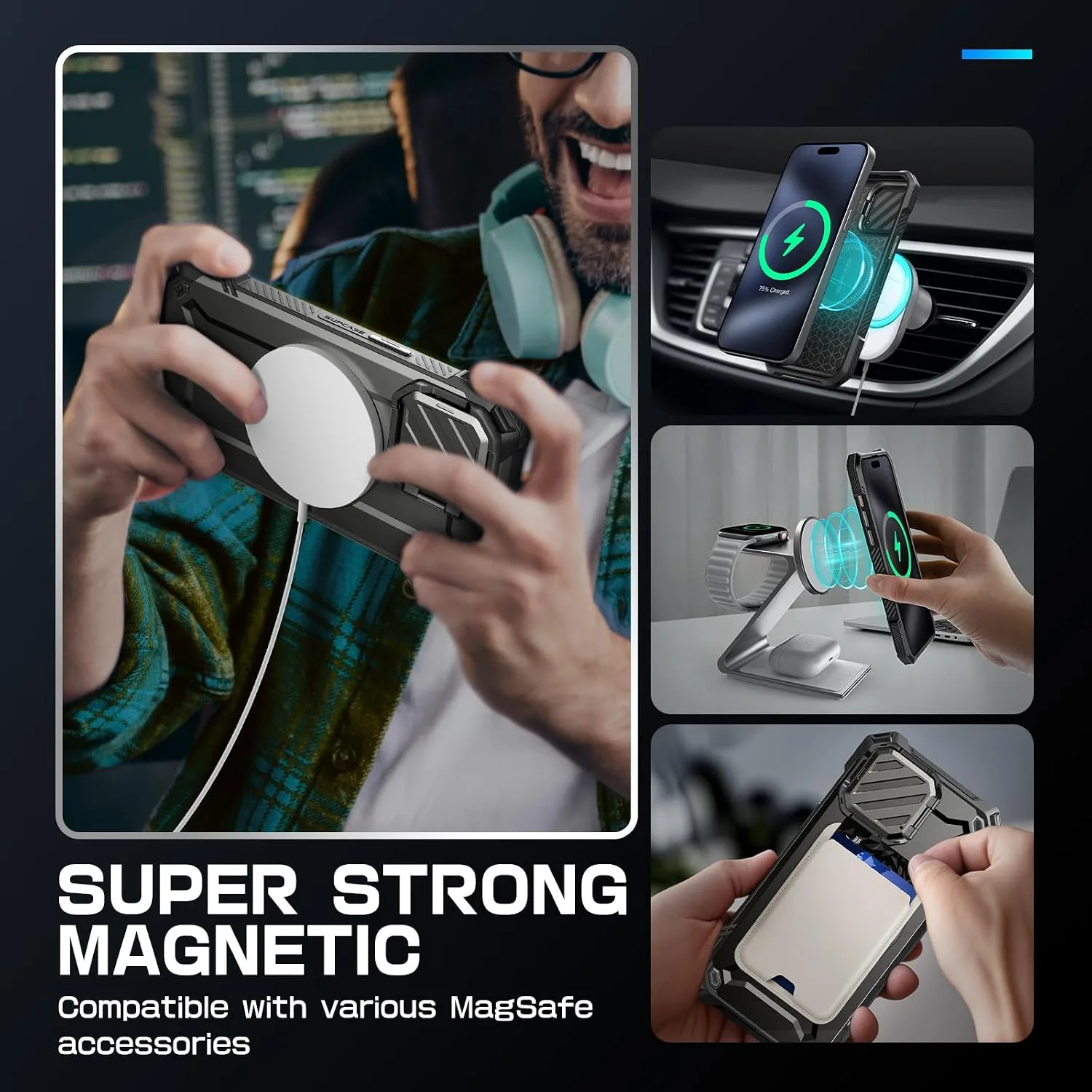 SUPCASE for iPhone 15 Pro Max Case (6.7 inch) with Camera Cover Stand