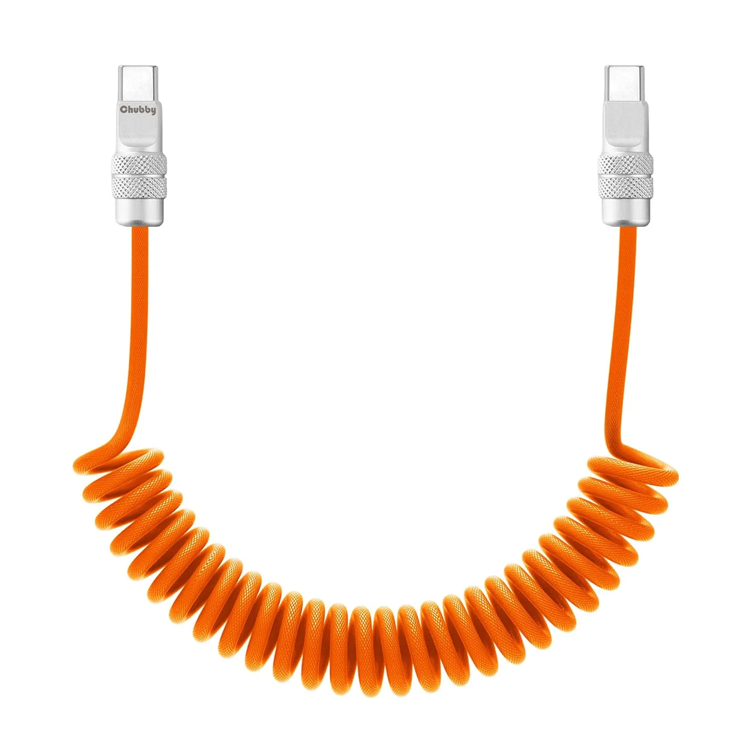 chubbycable USB C to C 240W Braided Coiled Charging Cable, Orange, 6FT