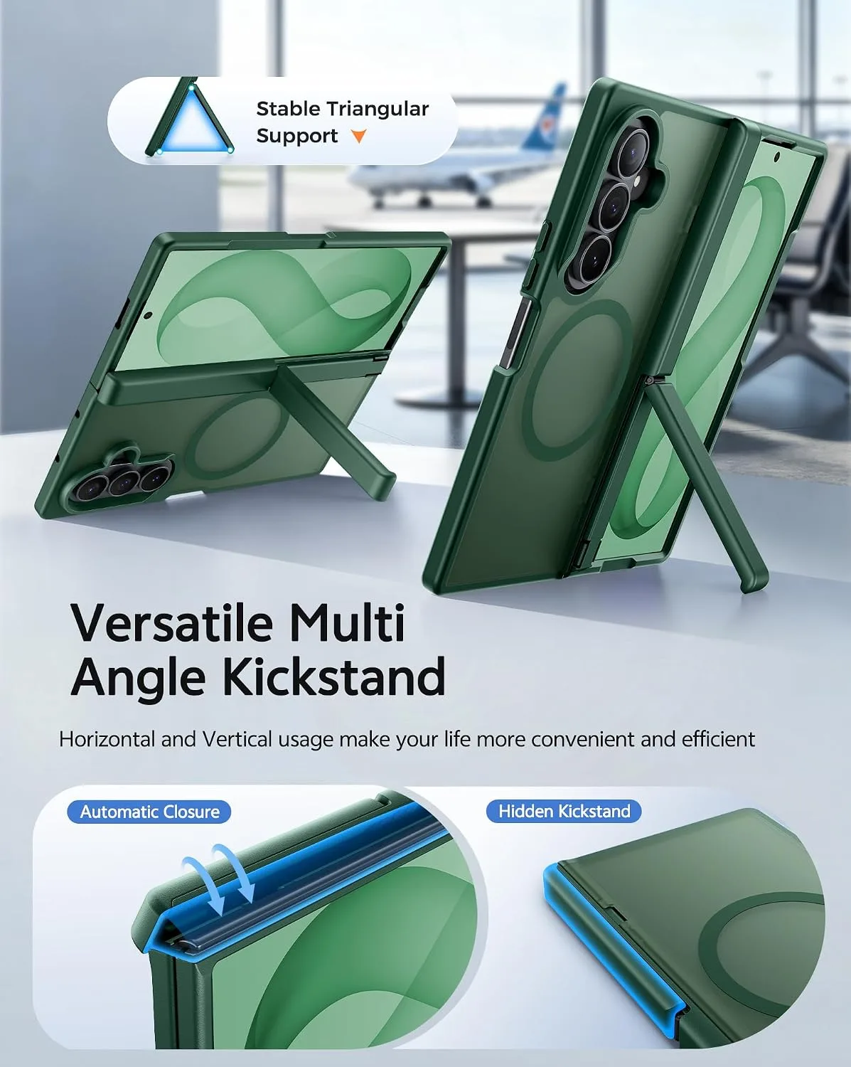 FNTCASE for Galaxy Z Fold 8 Ultra/Z Fold 7 Case Fit for MagSafe Green