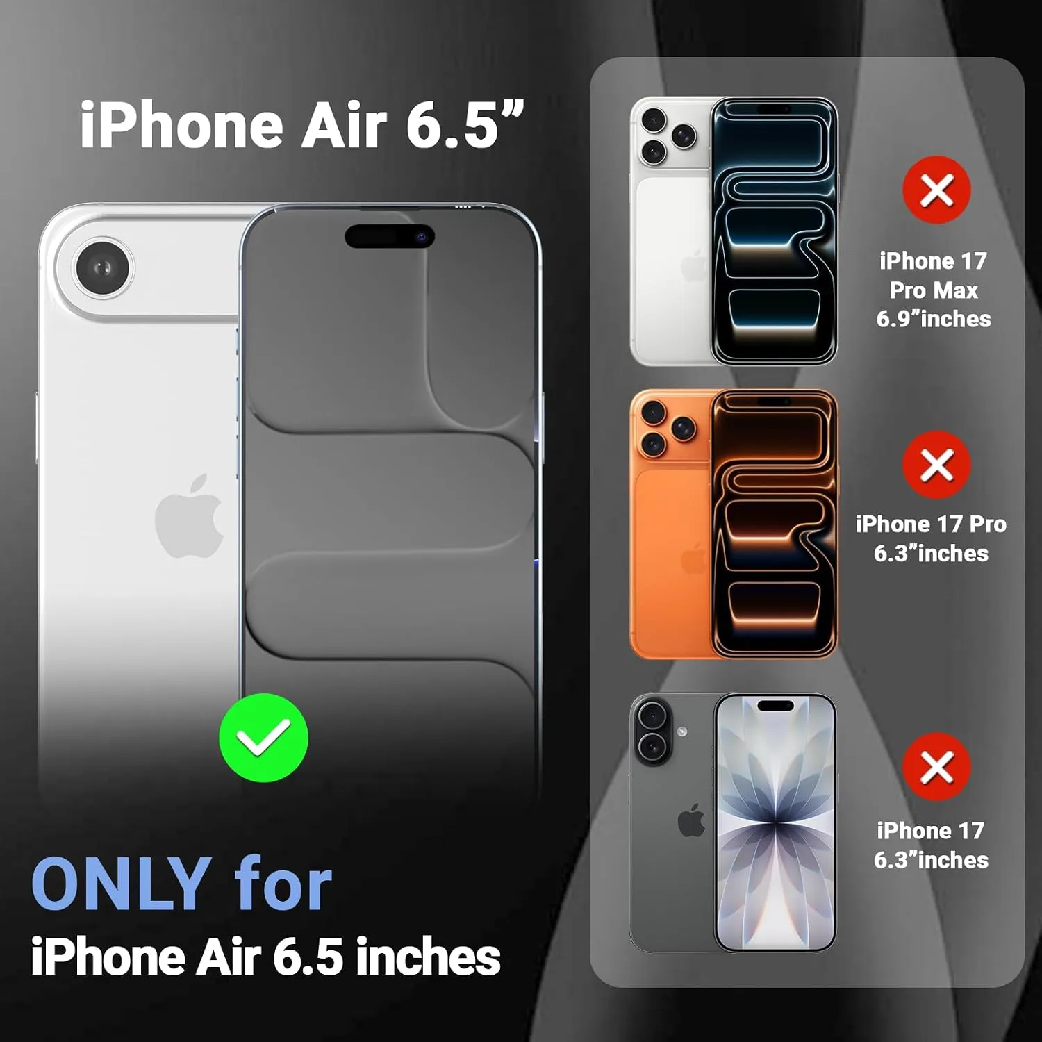 Temdan for iPhone AIR Case with Screen Protector Clear Black