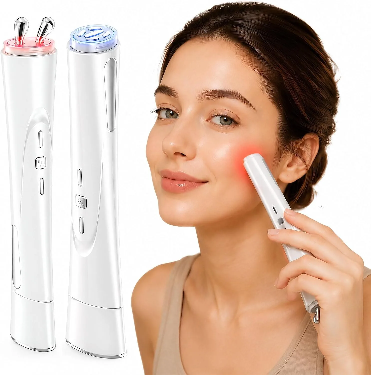2-in-1 Facial Massager with Dual Massage Heads, Rechargeable Face Massage Tool for Daily Skincare Routine, Portable Face & Eye Massage Device