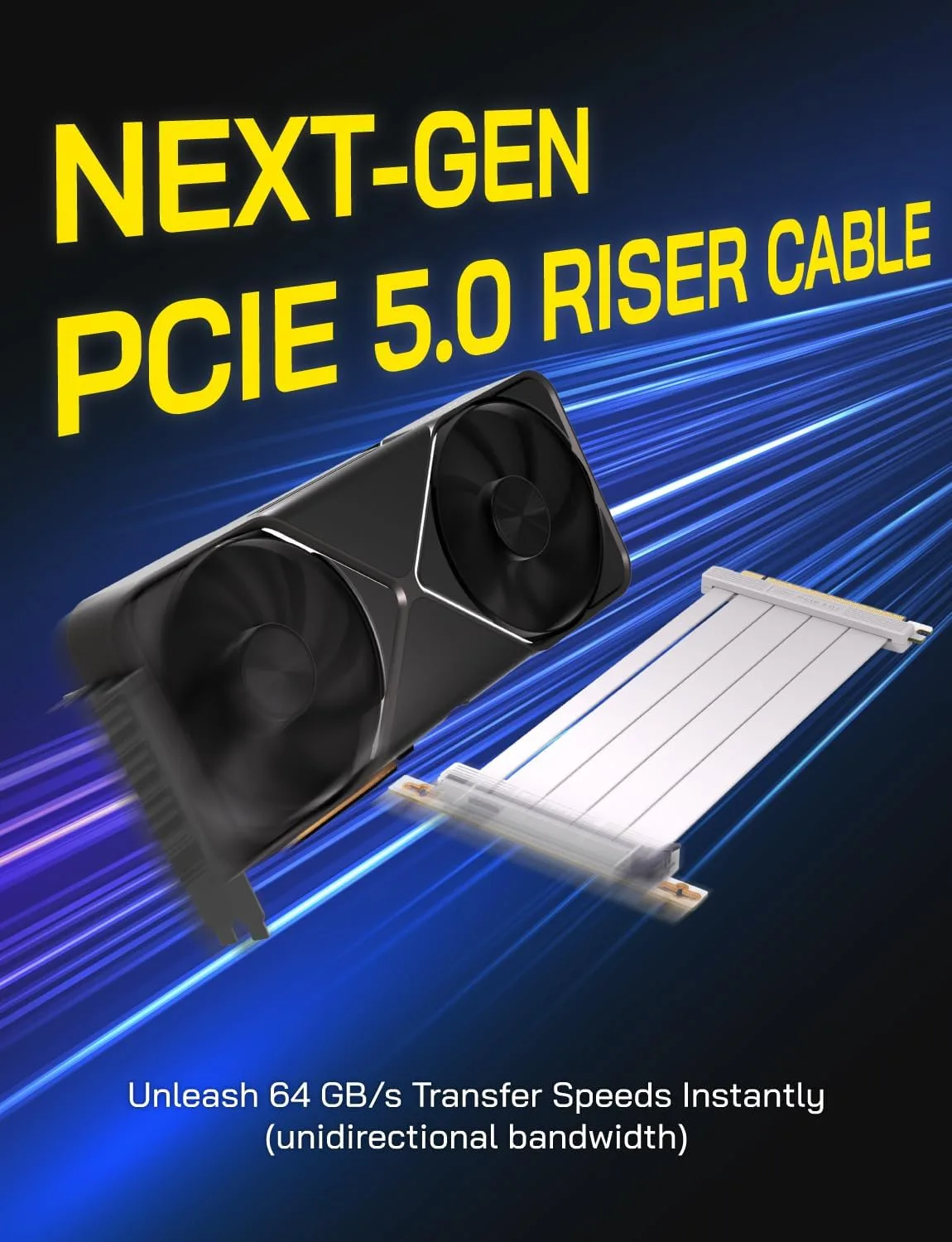 EZDIY-FAB PCIe 5.0 Riser Cable, Gen5 GPU Extender, Right Angle, 30cm, White