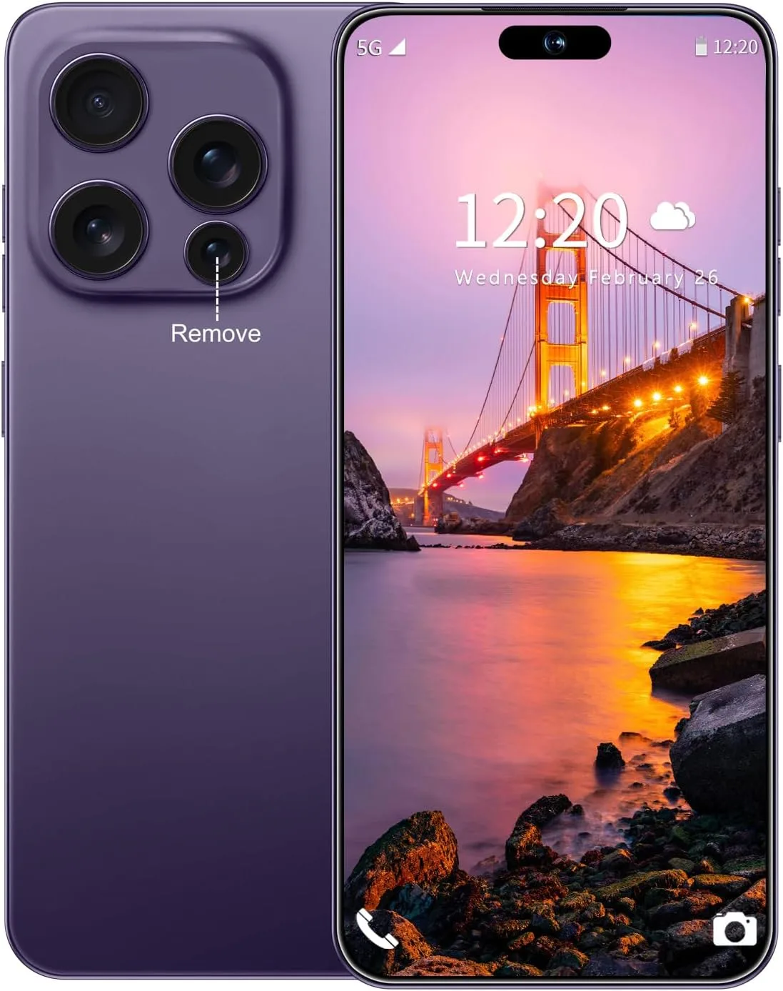 Huness I16 PM 16+1TB Smartphone Unlocked Cell Phone,6.99" HD Screen Unlocked Phones,Battery 7000mAh Android 14,Face ID/Fingerprint Button unlock/Photos/5G/Dual SIM/GPS (Deep Purple)