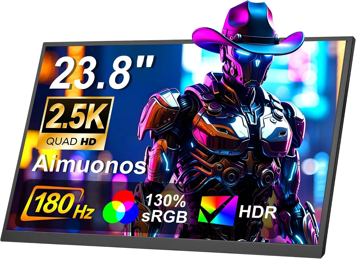 23.8" 2.5K 180Hz IPS Portable Monitor, HDR Dual Speakers HDMI for Laptop PC