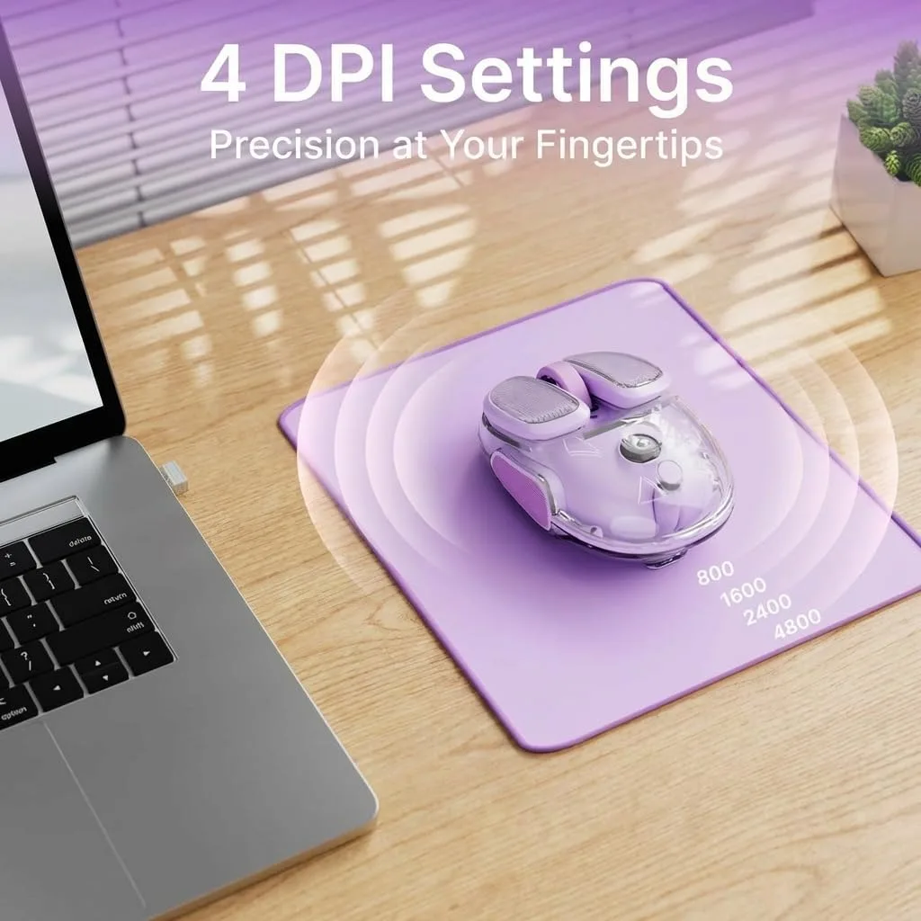 Wireless Bluetooth Mouse, Rechargeable, Clear, Silent Click for Small Hand