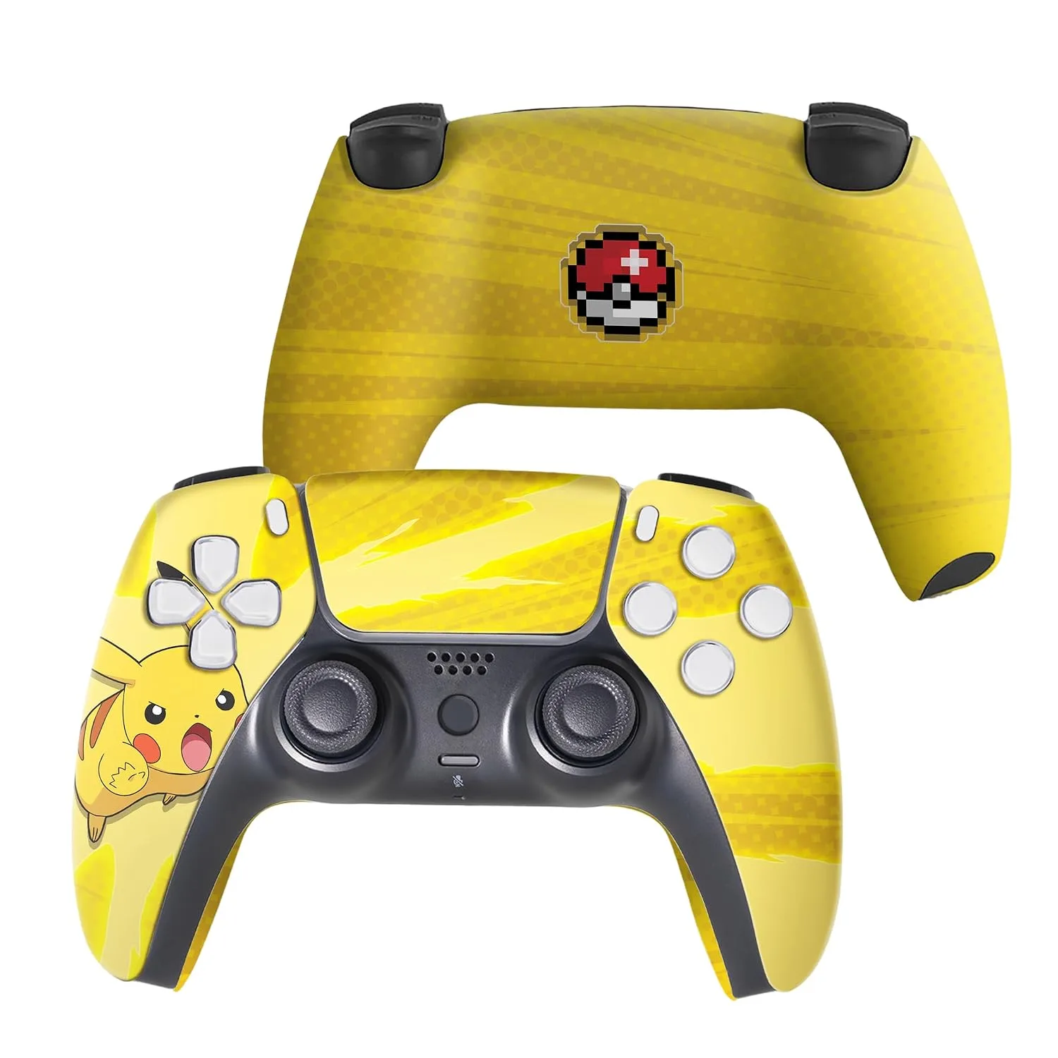 Pikachhu Custom PS-5 Controller Wireless compatible with Play-Station 5 Console by BCB Controllers | Proudly Customized in USA with Permanent HYDRODIP Printing(NOT JUST A SKIN)(MODDED)