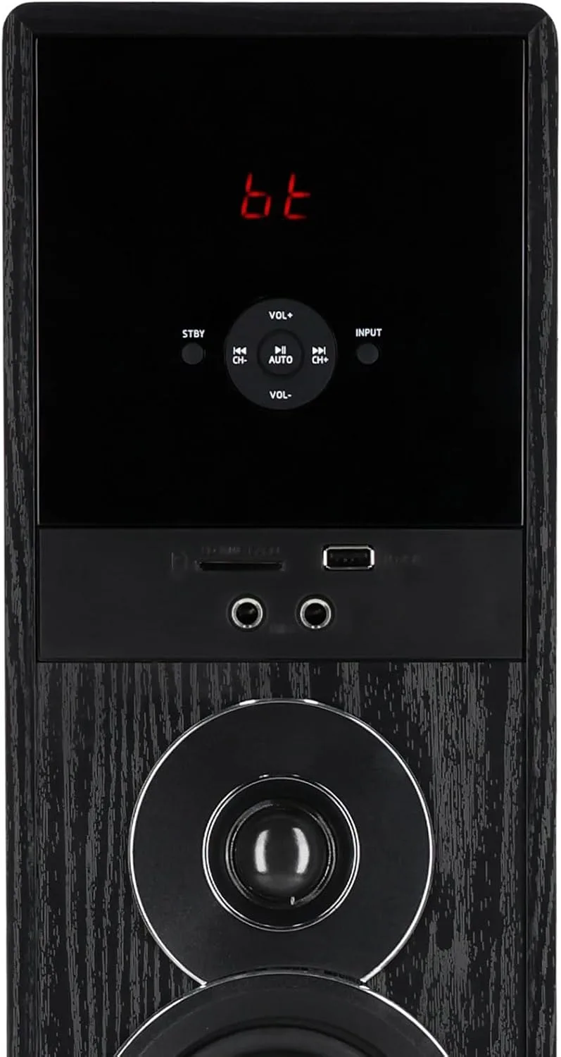 Rockville TM150B Black Powered Home Theater Tower Speakers Dual 10" Subs