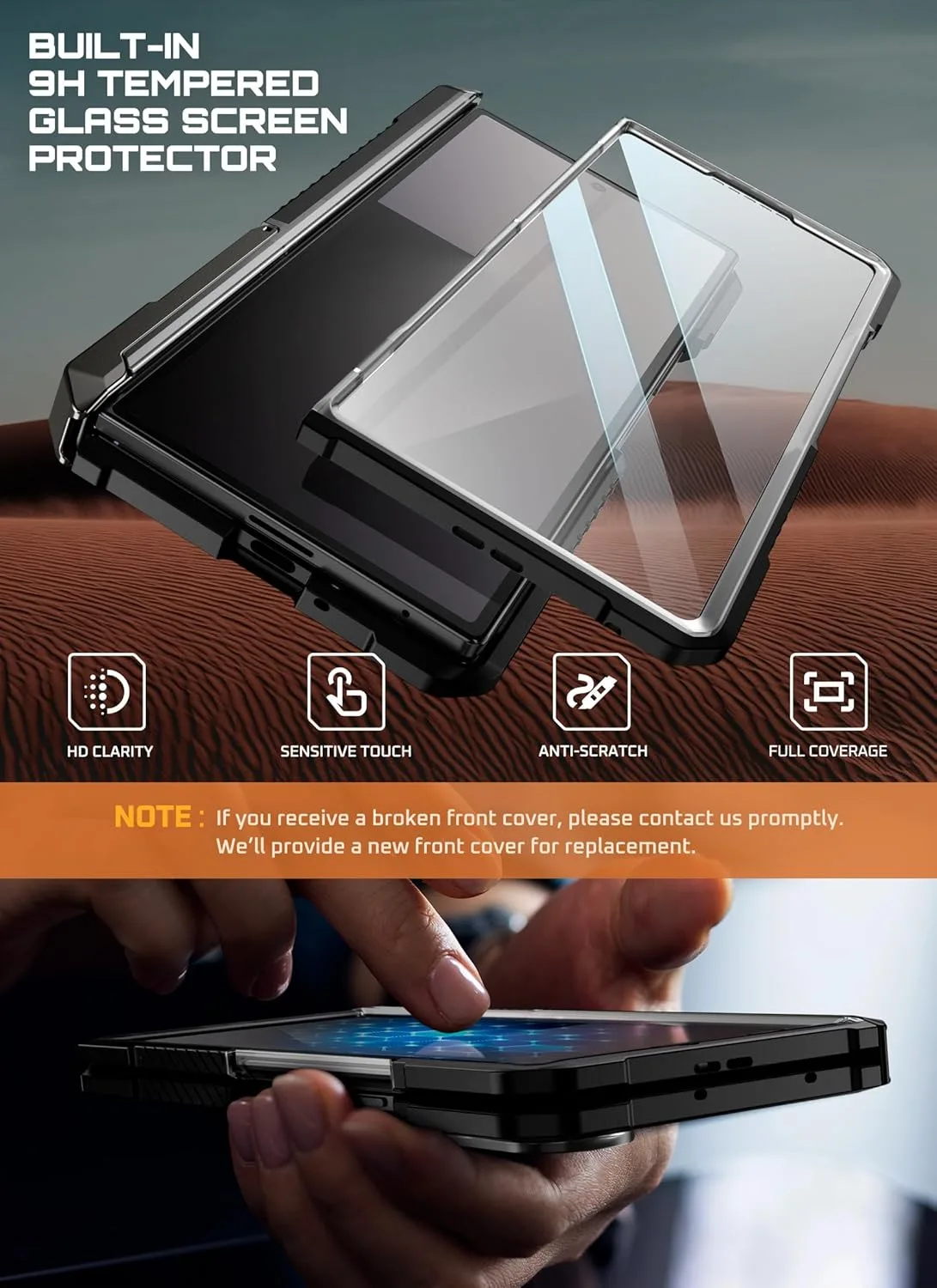 SUPCASE for Samsung Galaxy Z Fold 7 Case with Kickstand, Black
