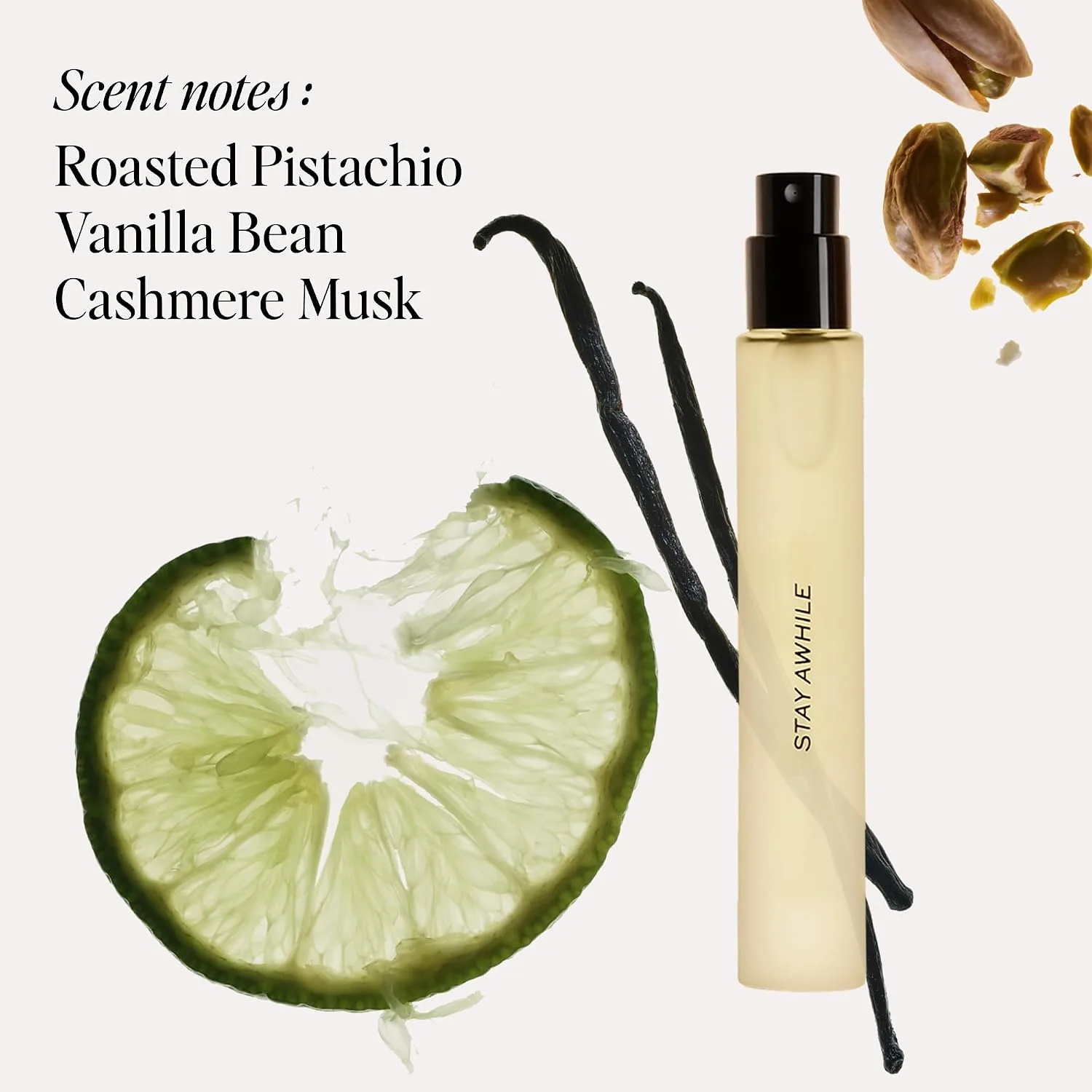 DIME Beauty Stay Awhile Travel Spray - Warm Gourmand with Toasted Pistachio, Cashmere Musk, and Vanilla Bean Clean, Vegan, Cruelty-Free Fragrance, 0.34 oz / 10 ml