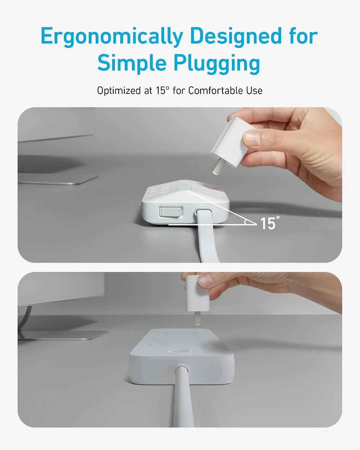 Anker Power Strip with 300J Surge Protector, 5ft Outlet Extender, 20W, 6AC