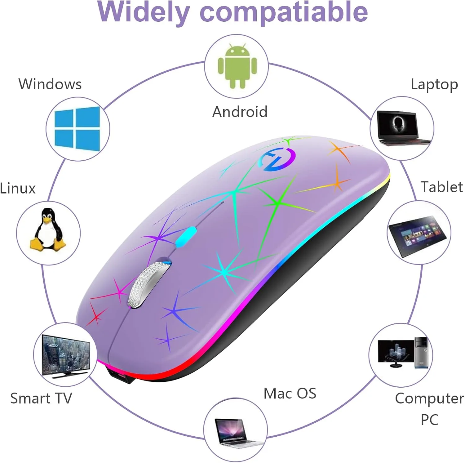 TaIYanG Wireless Mouse, 2.4G Slim Rechargeable Bluetooth Mouse for Laptop