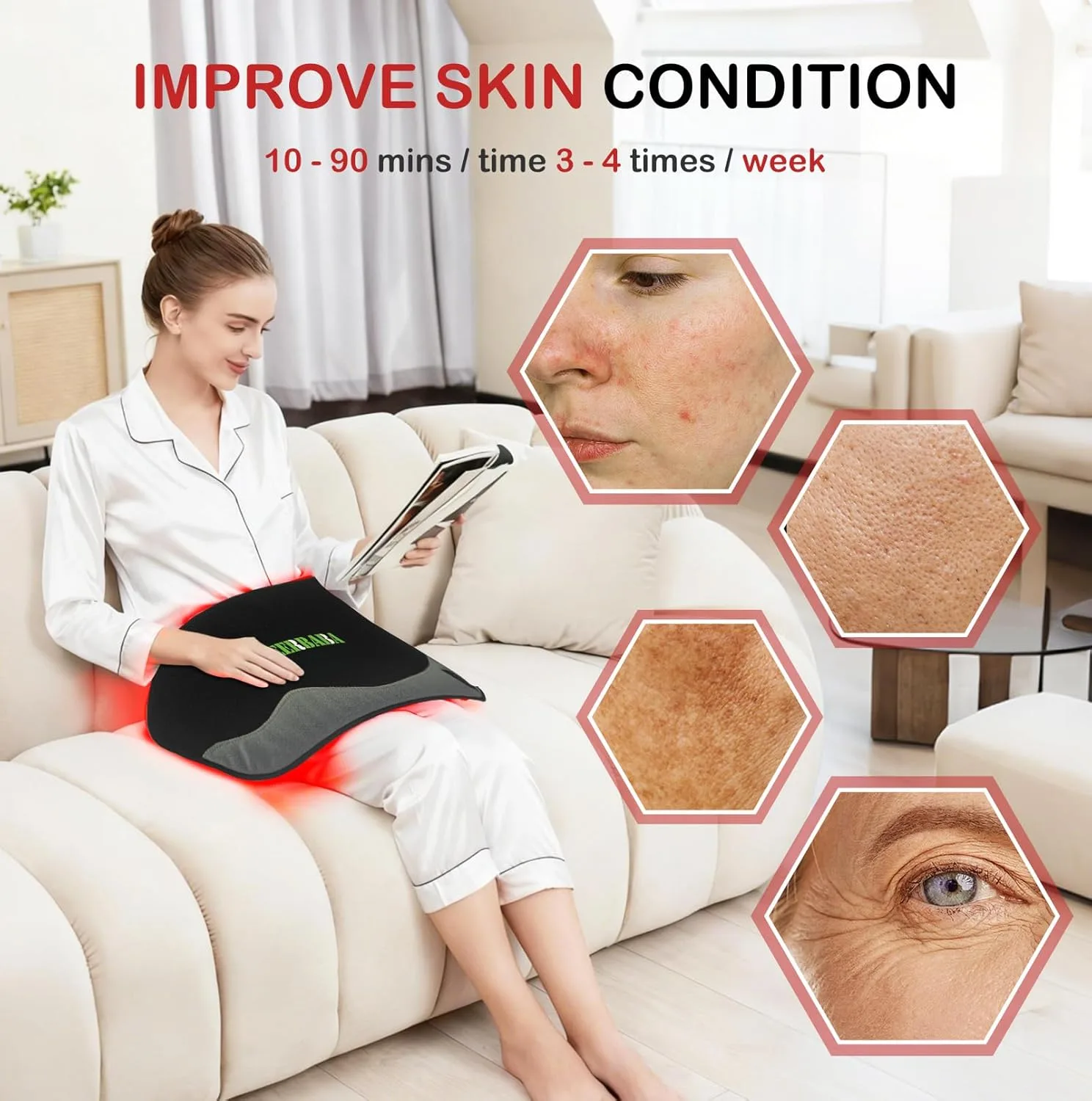 Red-Light-Therapy-for-Body,FSA Eligible HSA 2026 Upgraded 4 Modes 5 Stage Power Medical-Grade TPU Mat for Body Pain Relief,25"x13"Dual Wavelength Infrared Red Light Blanket LEDs