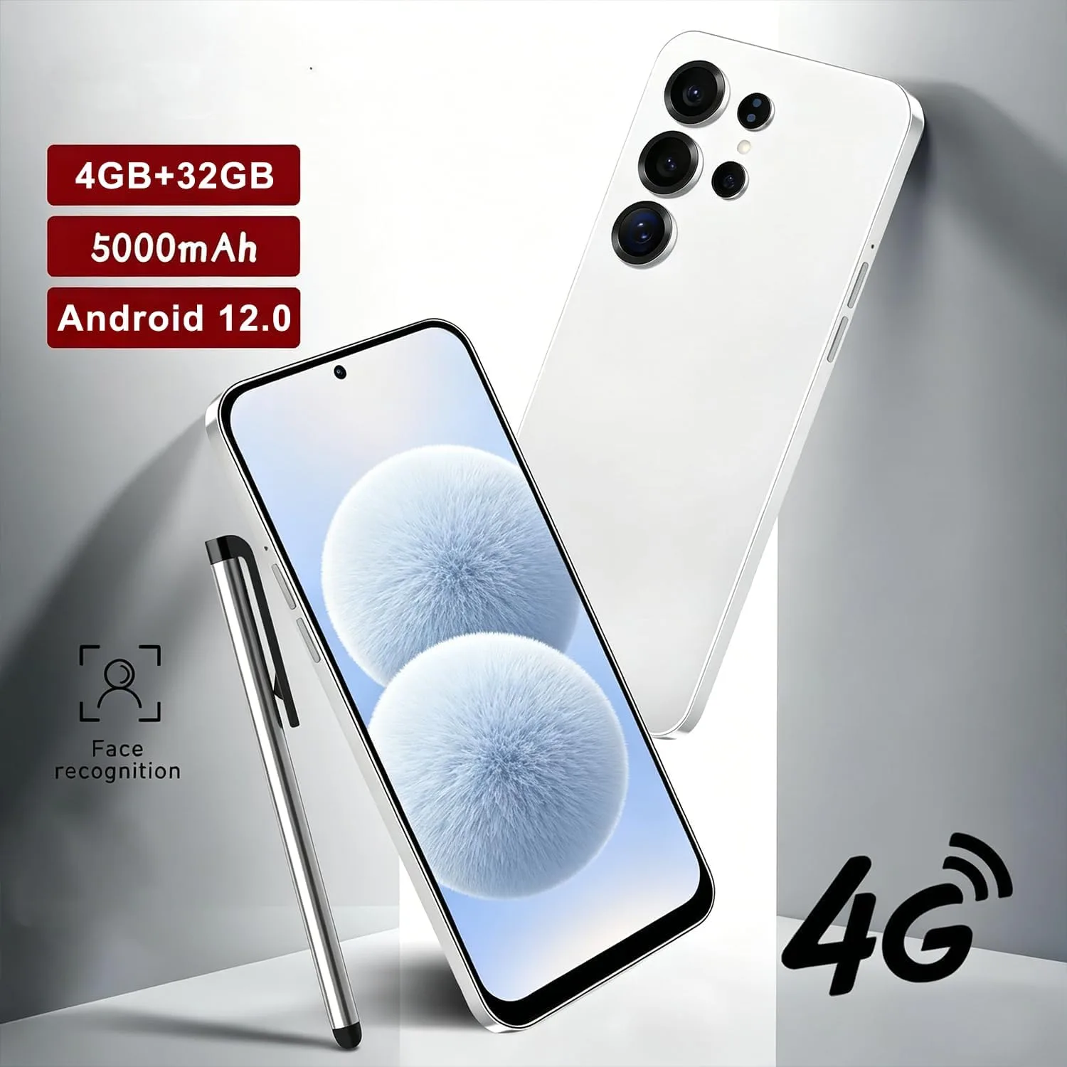 4G Smartphone Unlocked, Android 12.0 Mobile Phones 6.6'' HD+ Display, 4GB RAM 32GB ROM/256GB SD, 4G Dual SIM Dual Camera, Face ID+WiFi+BT+FM+GPS+OTG (Black)