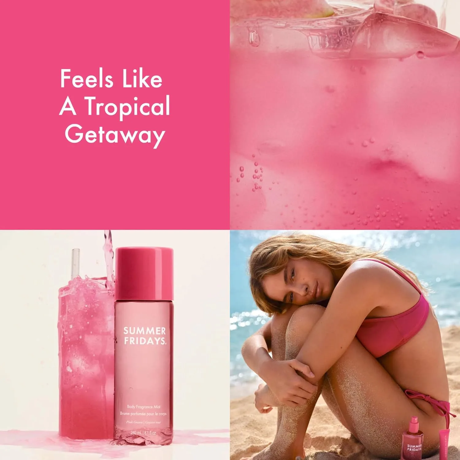 Summer Fridays Pink Guava Body Mist, Long-Lasting Fragrance (240 ml)