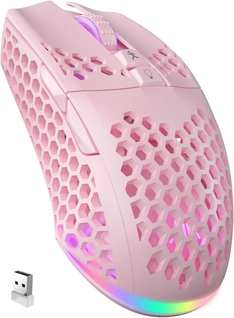 Mouse Gamer Solakaka SM600 inalámbrico con conexión tri-modo BT5.0/Type-C/2.4G, 7 botones programables y luz RGB