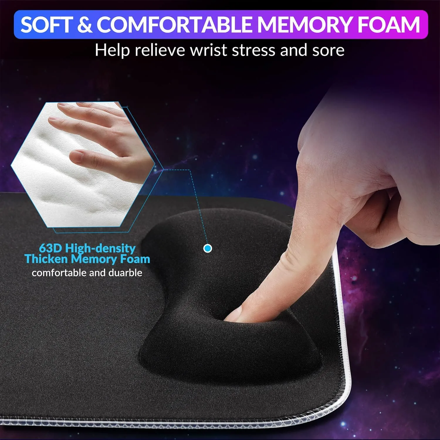Gimars RGB Mouse Pad with Wrist Rest Support, 12 x 10 in Extra Large Ergonomic Gaming Mouse Pad with 10 LED Lighting Modes, Non-Slip Rubber Base for PC Gaming & Office