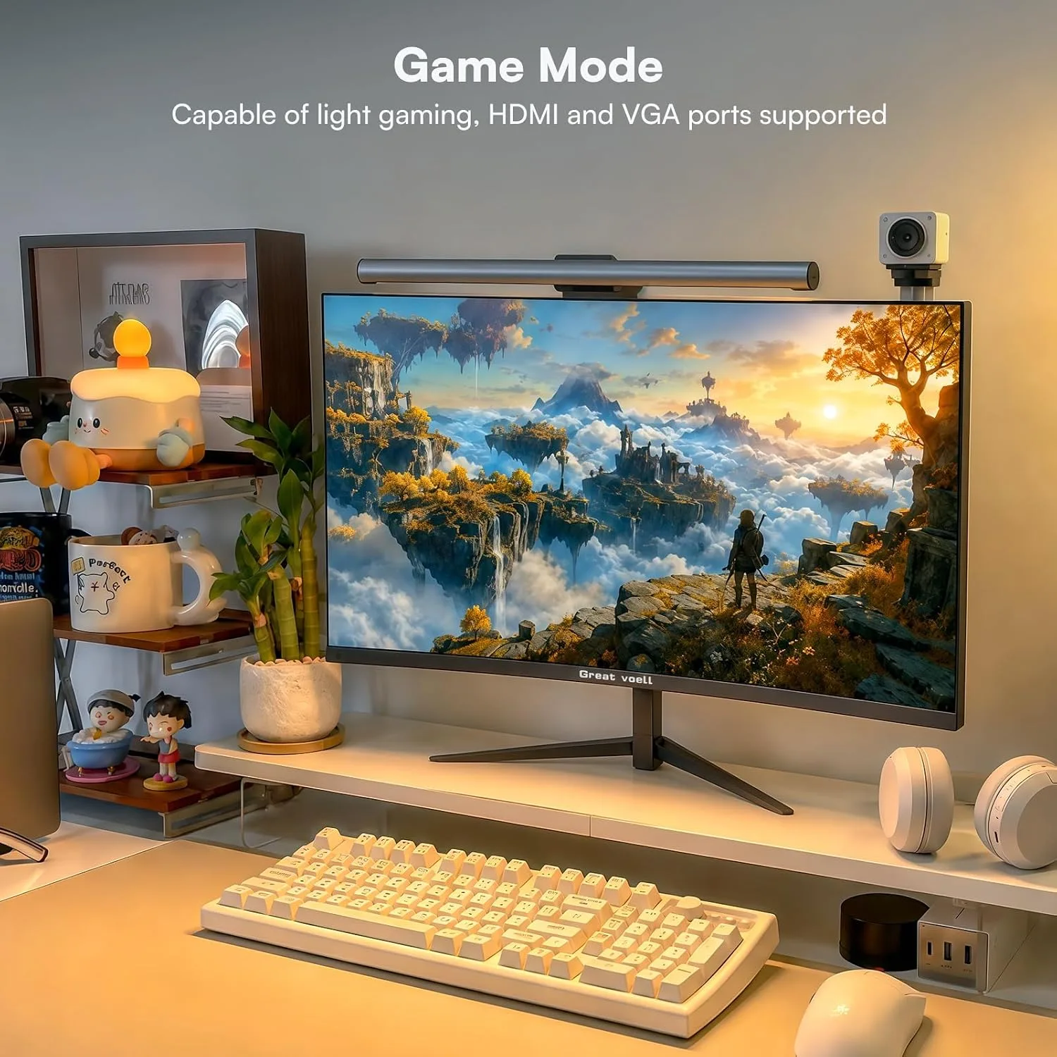 Great voell 27 Inch Curved Monitor, 120Hz FHD VA Display Home Office, HDR10
