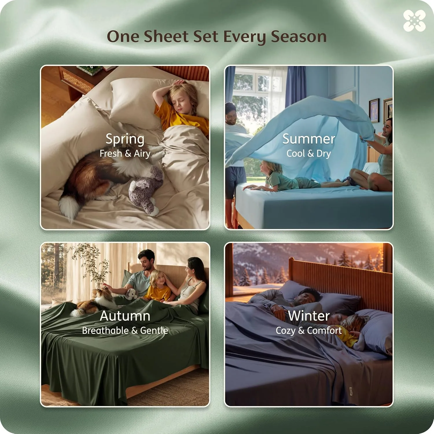 Bedsure PureWoven 100% Rayon Derived from Bamboo, Full Size Sheets, 4 PCS