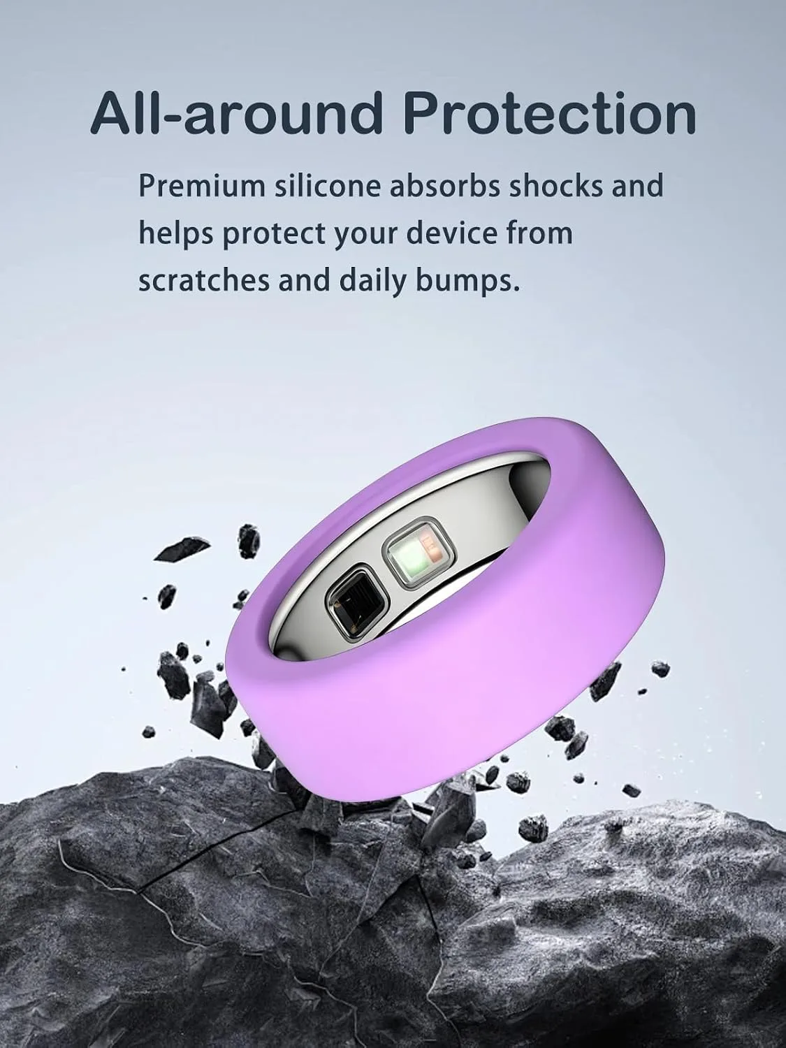 Silicone Case for Oura Ring 5, 2-Pack, M (10-13), Pink+ Purple