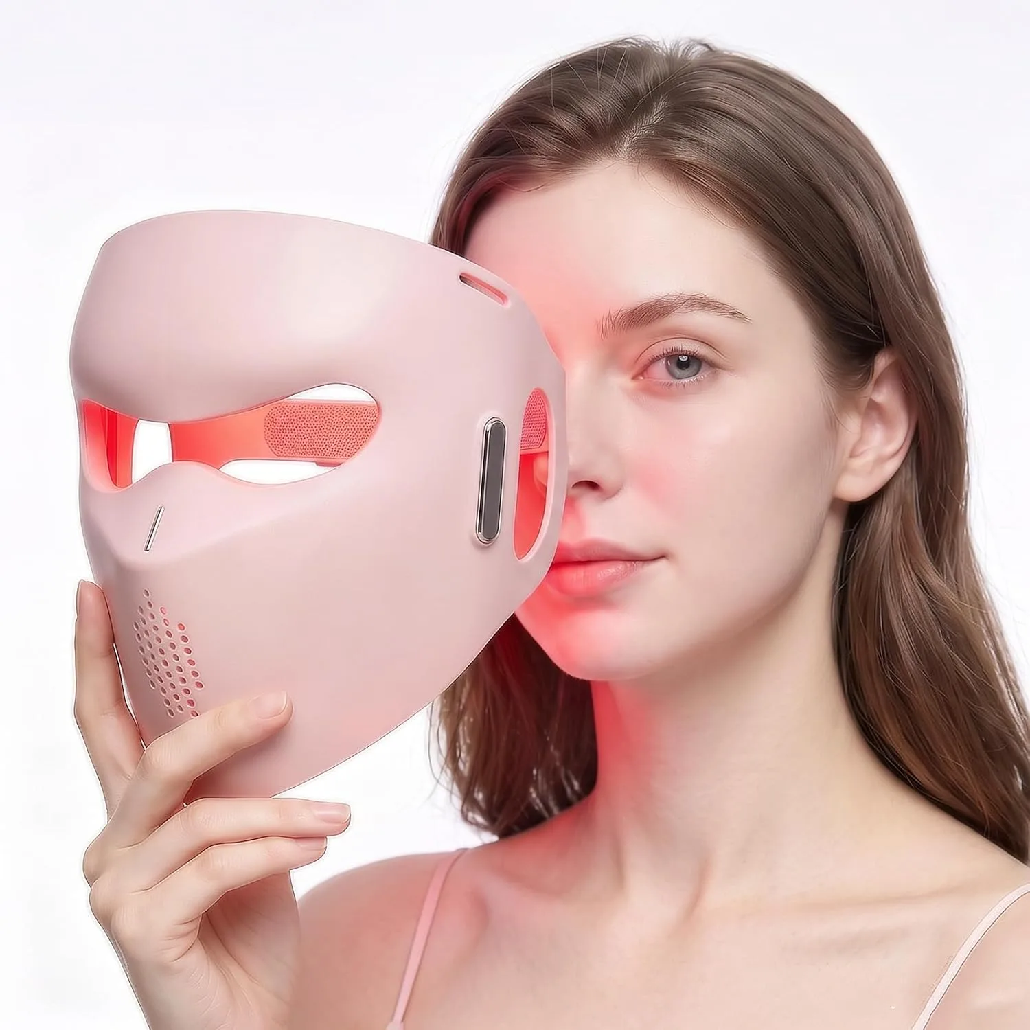 LED Face Mask with Near-Infrared, Red & Blue Light - Professional-Grade Skin Rejuvenation Device for Fine Lines, Uneven Skin Tone & Dullness