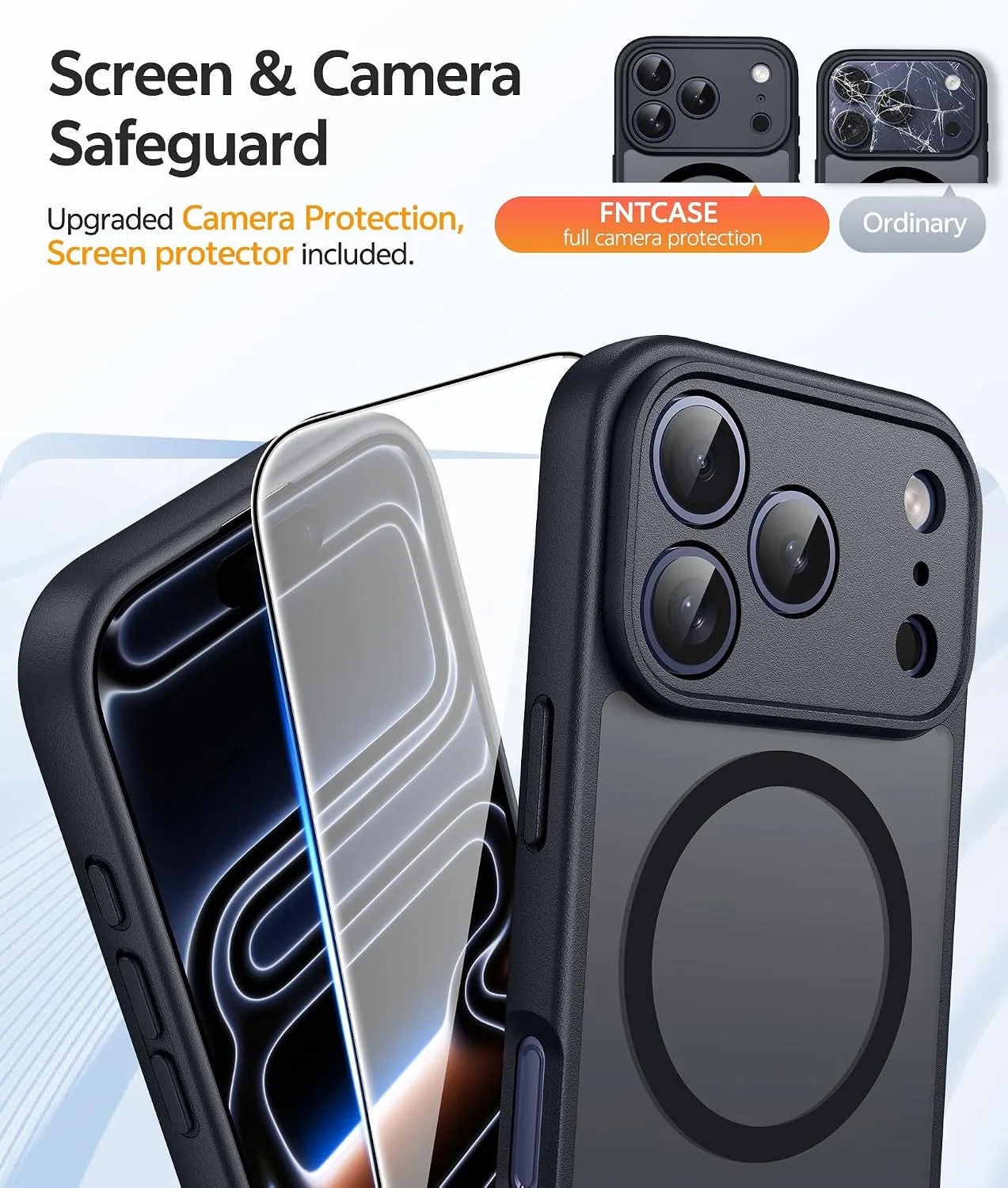 FNTCASE for iPhone 18 Pro Case/iPhone 17 Pro Case, Fit for Magsafe, Black