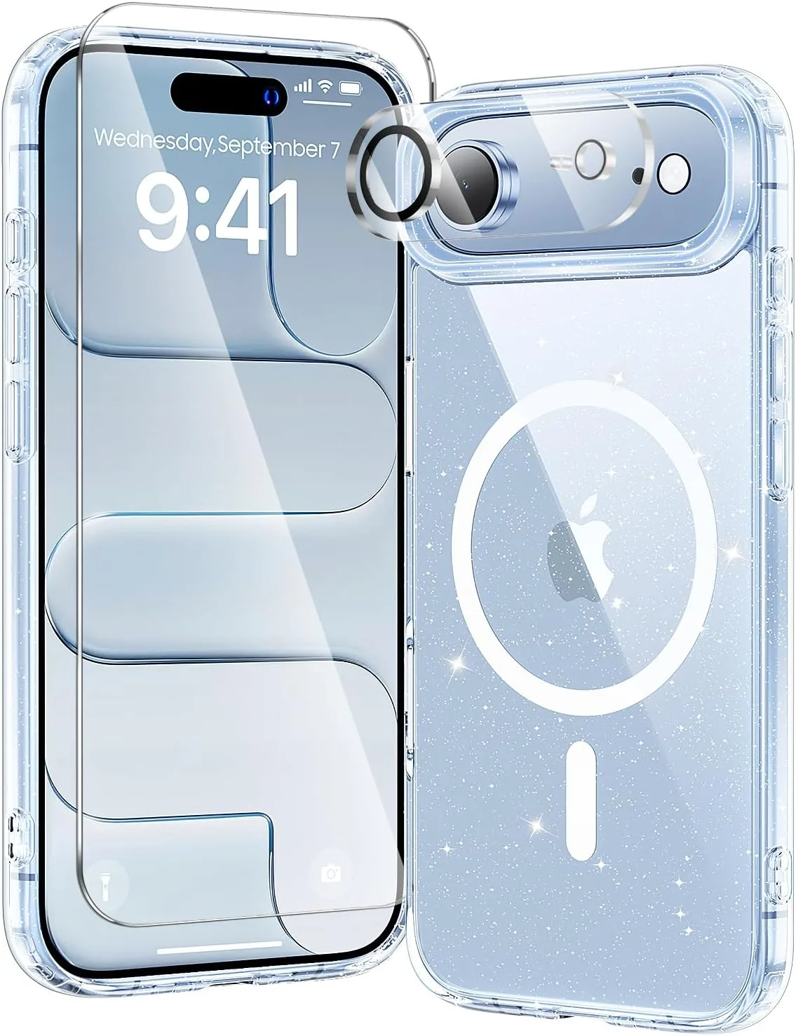 Carcasa Toushion 3 en 1 para iPhone Air transparente con glitter