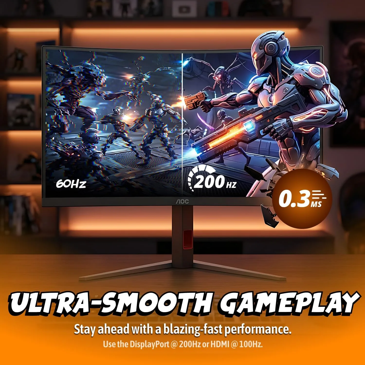 AOC 34 Inch Curved Gaming Monitor UWQHD 200Hz VA 0.3ms HDR, CU34G4H