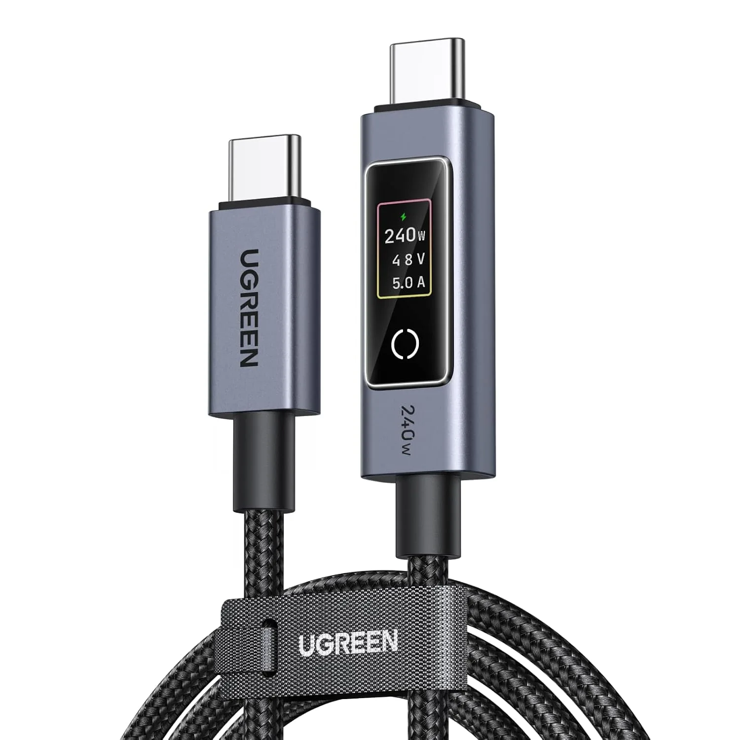 UGREEN Nexode 240W USB-C to USB-C Cable with TFT Smart Display, 3.3ft
